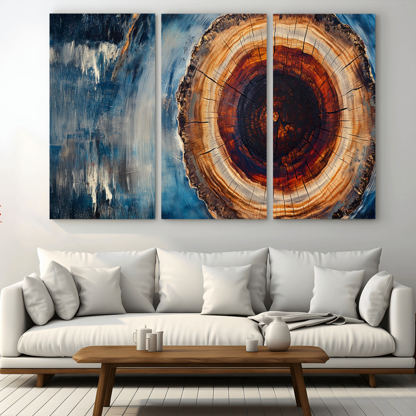 48045-MGV-CV-36X24-Abstract Tree Rings Wall Art Canvas Print - Wood Grain Rings Canvas Print - Nature Woodland Wall