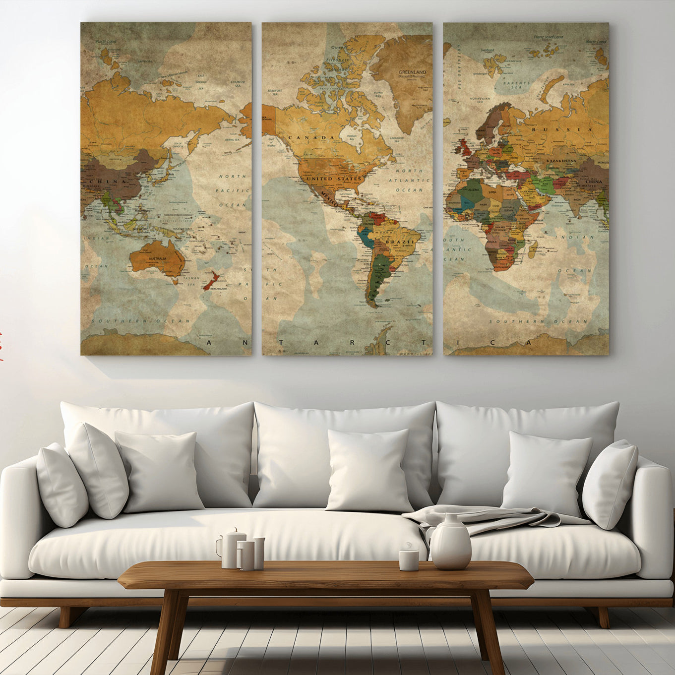 -Push Pin World Map Canvas Print – Framed Travel Tracker Wall Art for Couples, Romantic Anniversary Gift and Elegant Home Decor