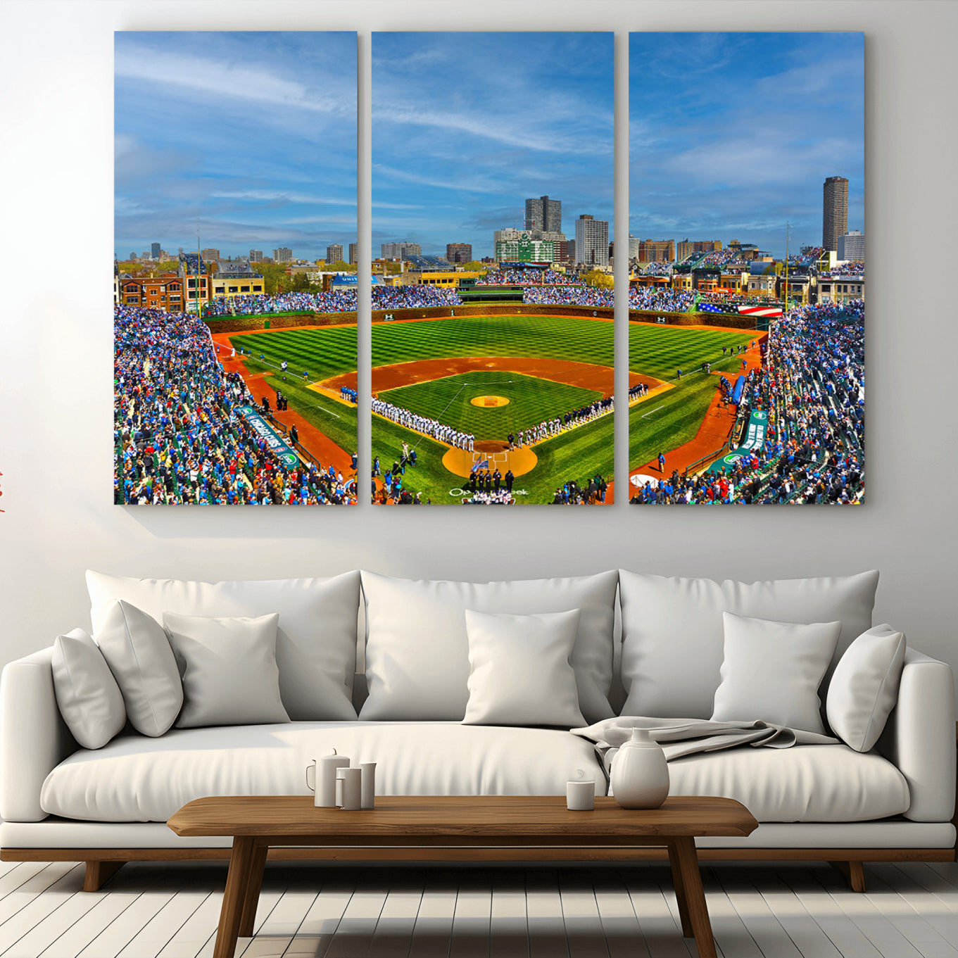 -Wrigley Field Chicago Cubs Panoramic Multi Piece Canvas Wall Art - Iconic Baseball Stadium Canvas