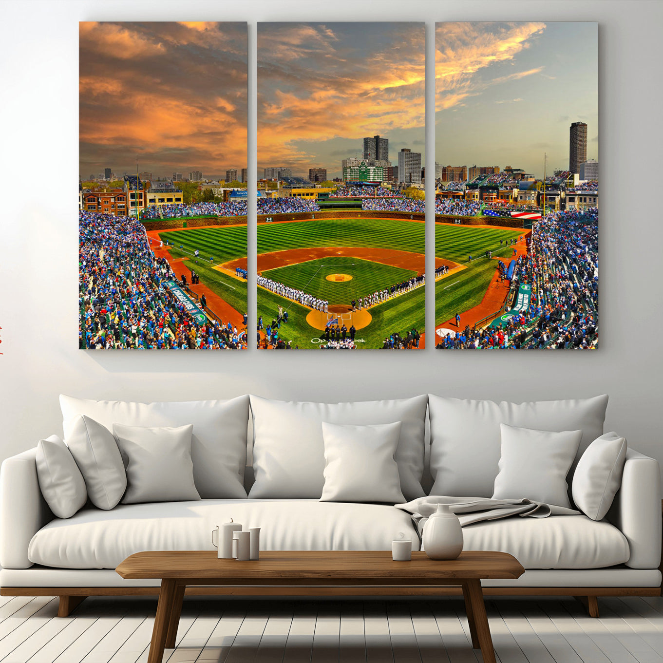 45635-MGV-CV-36X24-Chicago Wrigley Field Canvas Wall Art - Iconic Baseball Stadium Art Print - Wrigley Field Chicago