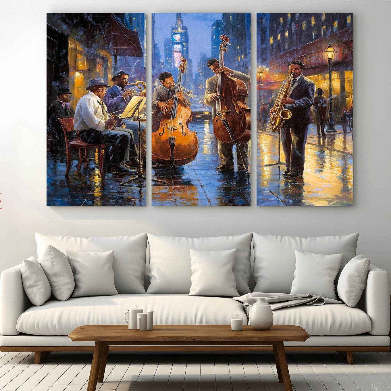 58694-MGV-CV-48X32-3P - Colorful Jazz Wall Art - African American Music Canvas Print - Framed Abstract Music Poster for Home