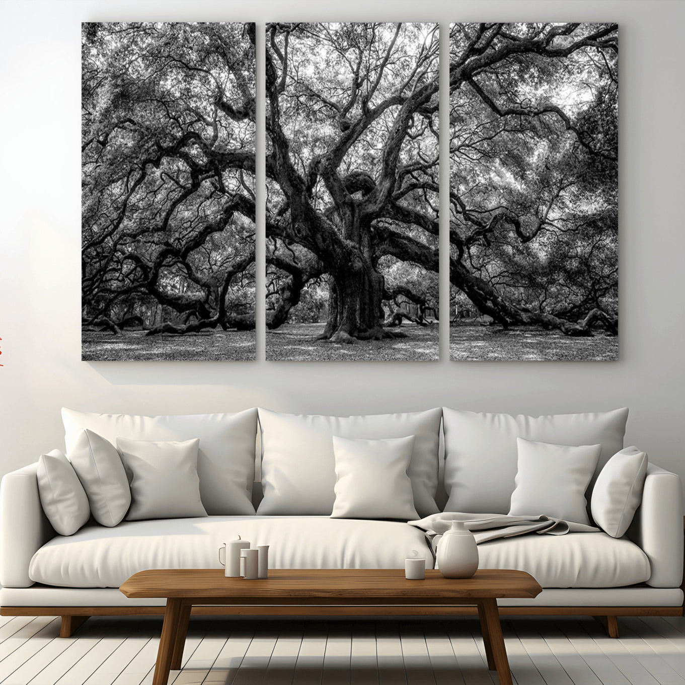 132944706-MGV-CV-36X24-Black and White Old Angel Oak Tree Wall Art Canvas Print