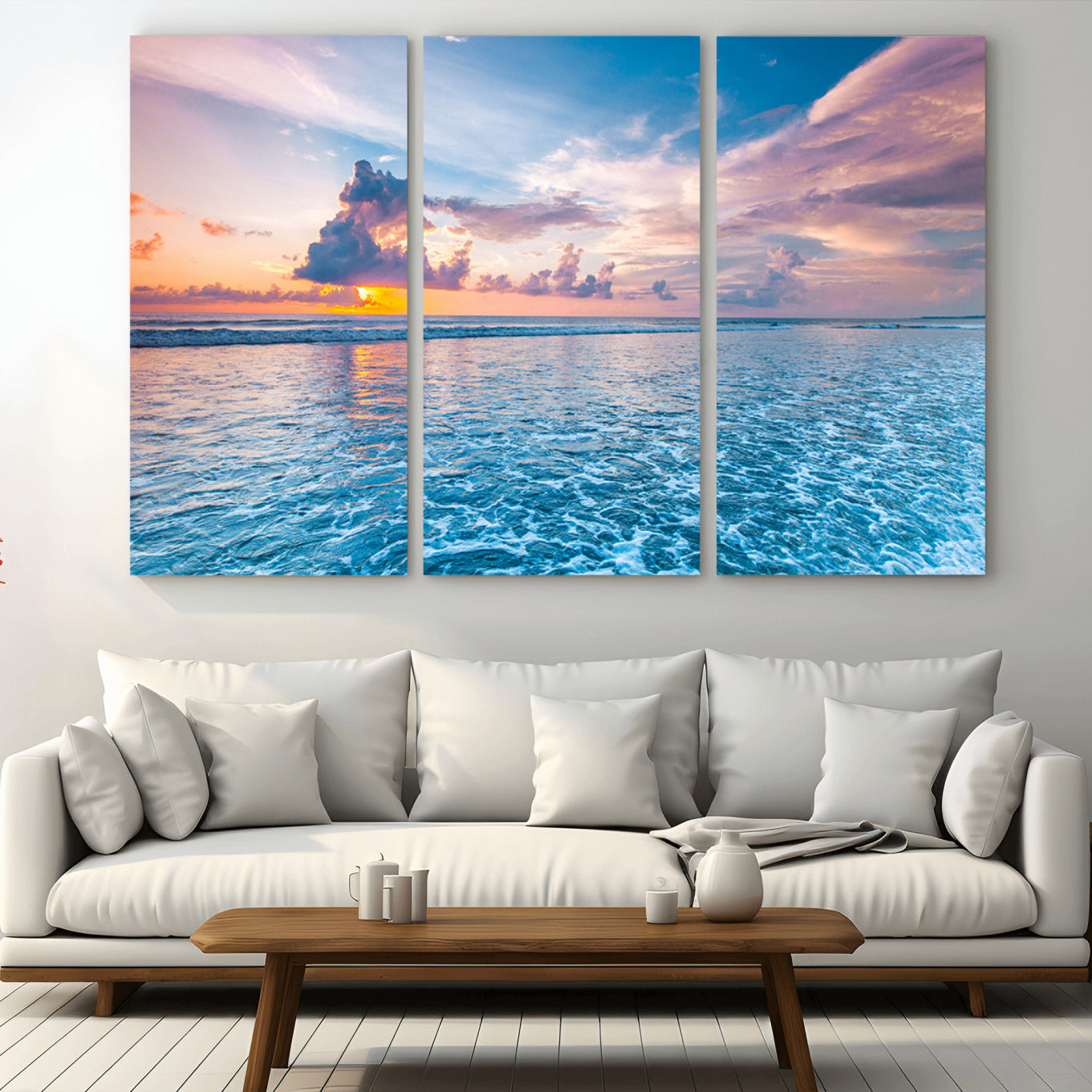 36641-MGV-CV-36X24-Ocean Sunset Canvas Wall Art Print – Tranquil Seascape Vibrant Sky Rolling Waves Coastal Artwork for Home, Office