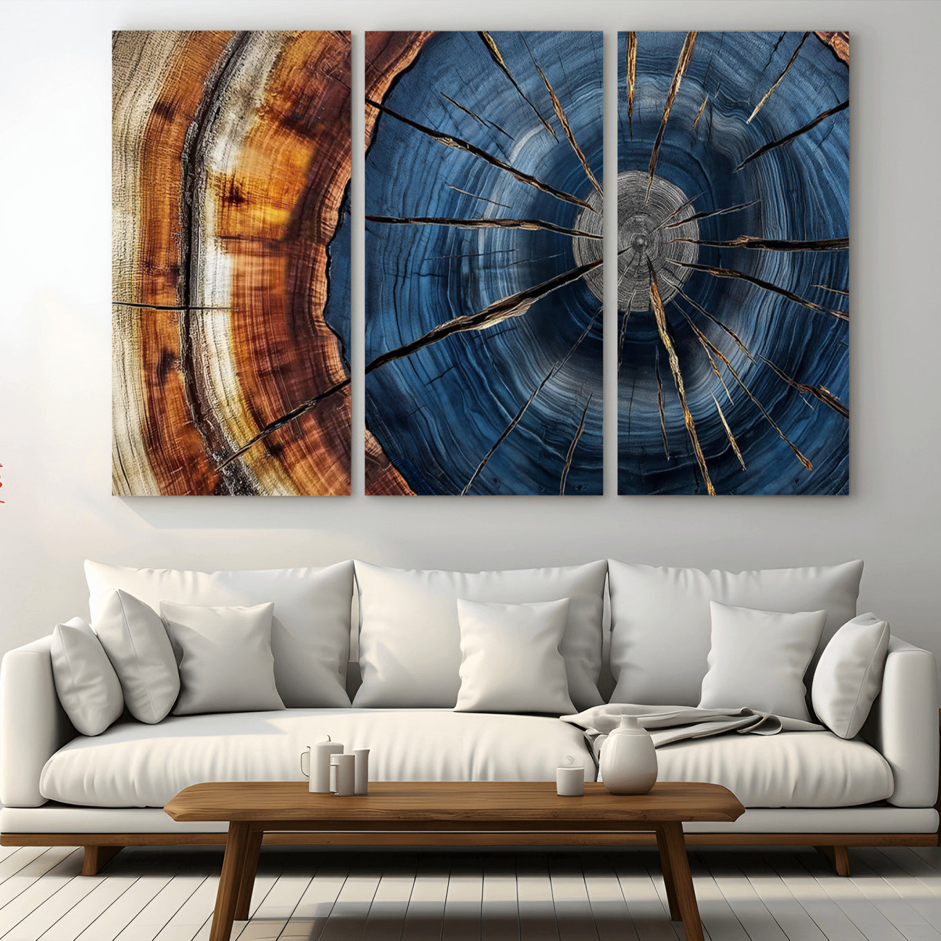 45268471-MGV-CV-36X24-Framed Abstract Tree Ring Wall Art Print Natural Rustic Wood Texture Canvas Print Wood Tree Stump Decor Home, Office