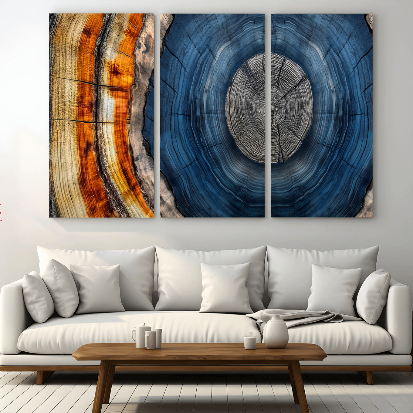 79754215-MGV-CV-36X24-Abstract Tree Rings Wall Art Canvas Print - Wood Grain Rings Artwork Print - Nature Woodland Modern