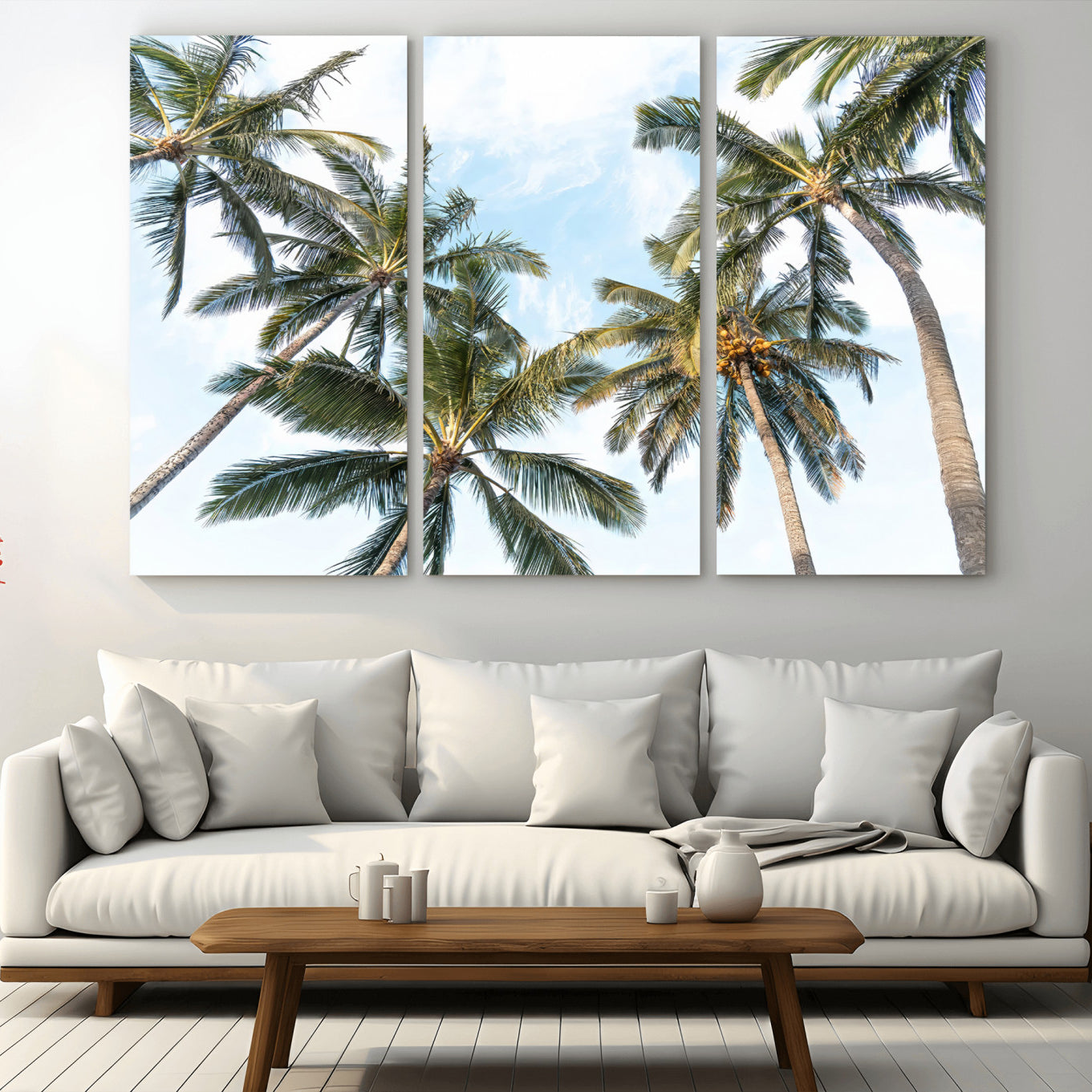 87247012-MGV-CV-36X24 - Tropical Palm Trees Wall Art – Sunlit Leaves & Blue Sky Canvas Print, Island Breeze and Vacation Vibes for Office or Home Decor