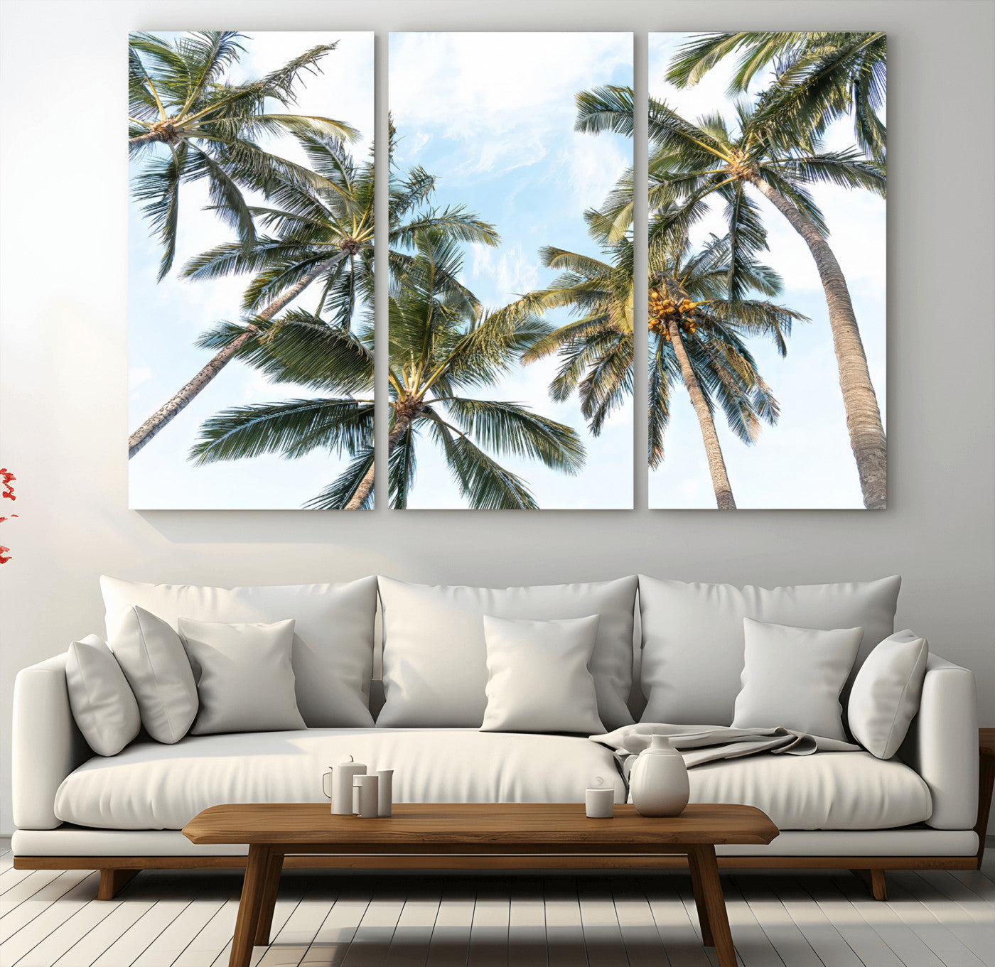 87247012-MGV-CV-36X24 - Tropical Palm Trees Wall Art – Sunlit Leaves & Blue Sky Canvas Print, Island Breeze and Vacation Vibes for Office or Home Decor