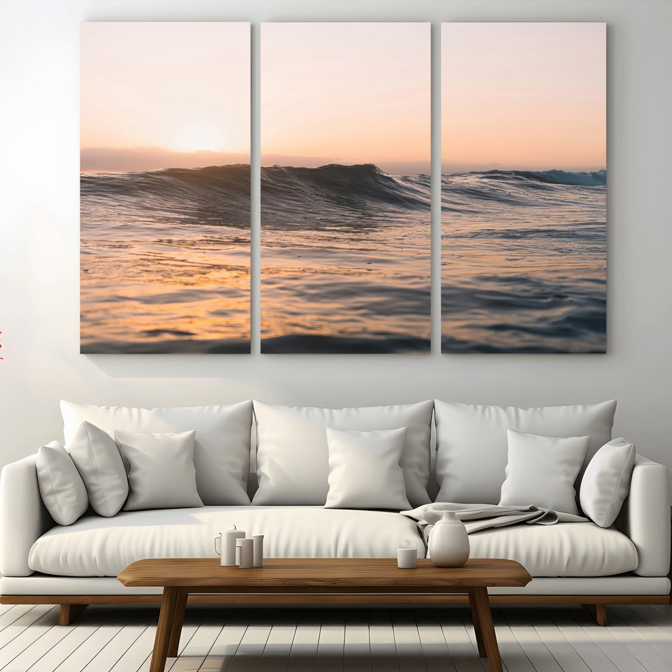 46299358-MGV-CV-36X24 - Golden Sunset Ocean Wall Art – Tranquil Waves & Peaceful Horizon Canvas Print, Soft Light and Evening Glow for Serene Beach, Home or Nature Decor