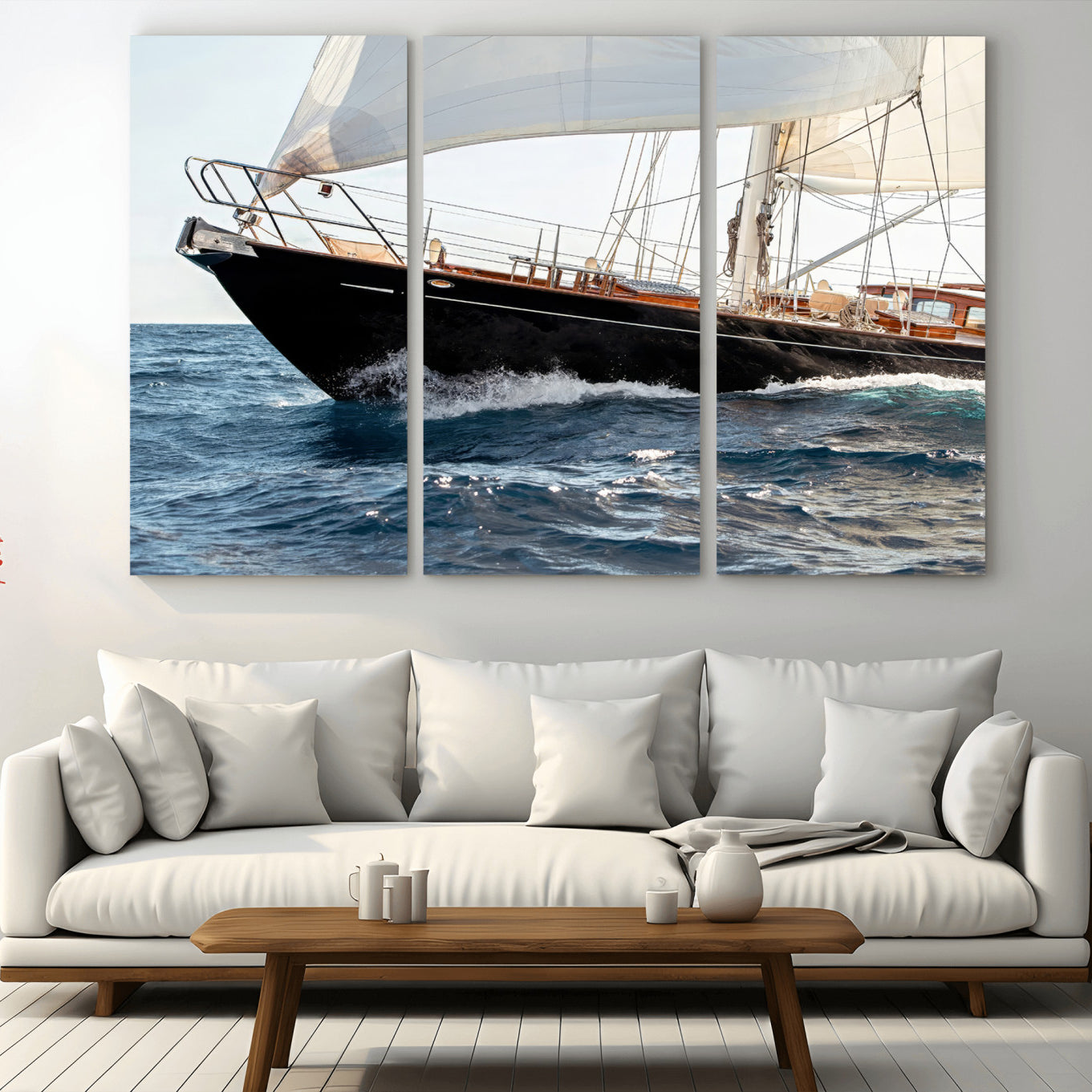 97168626-MGV-CV-36X24 - Boat Yacht Wall Art – Ocean Waves & Sailing Adventure Canvas Print, Nautical Elegance & Marine Journey for Living Room or Luxury Decor