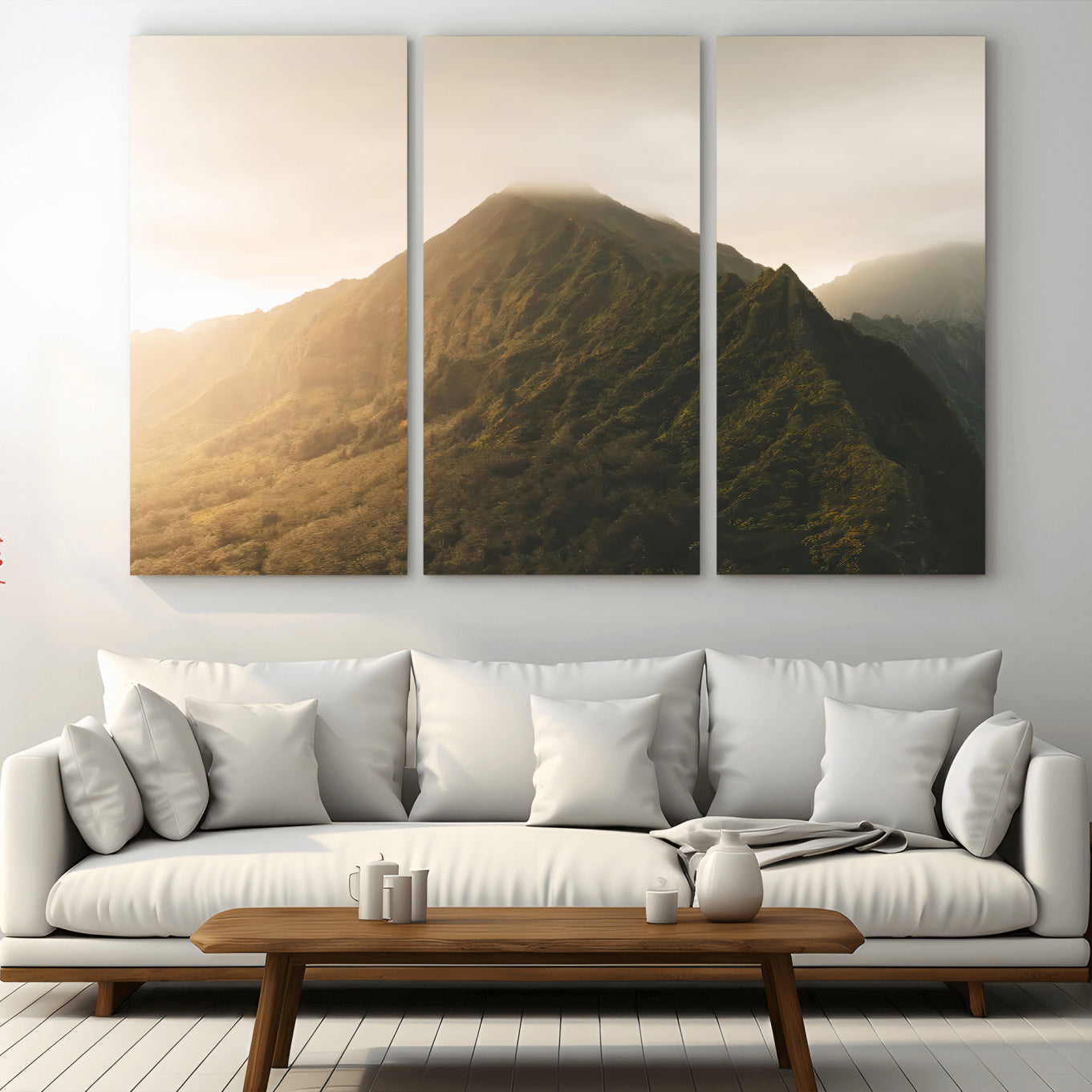 42338636-MGV-CV-36X24-Mountain Wall Art – Framed Sunset Landscape Canvas Artwork, Serene Nature Design, Rustic Decor for Home, Office