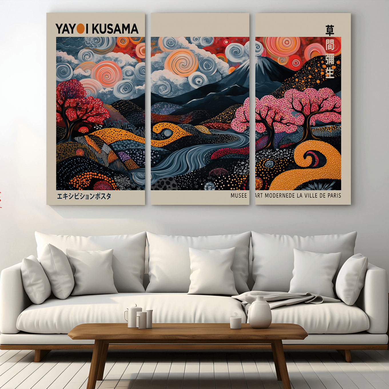 -Modern Japanese Wall Art Print Yayoi Kusama Canvas