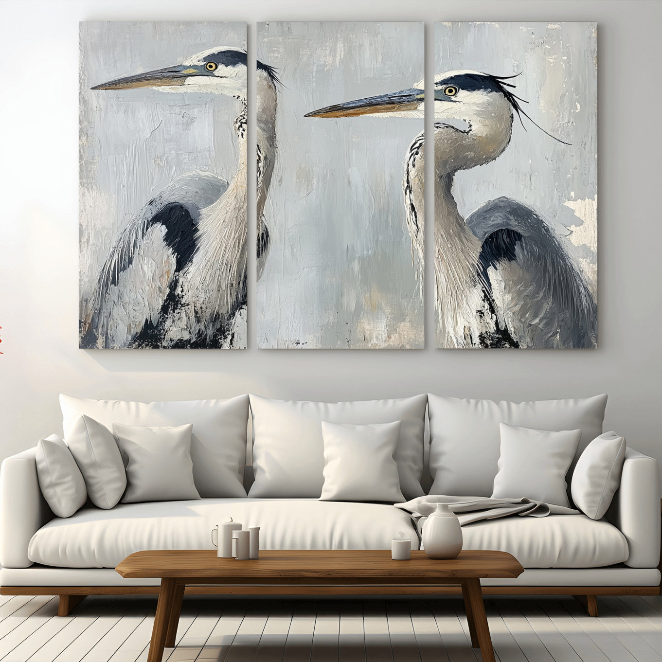 19427826-MGV-CV-36X24-Bird Canvas Decor Wall Art Canvas Print – Framed Coastal Bird Pair Minimalist Wildlife Nature Artwork for Home Office
