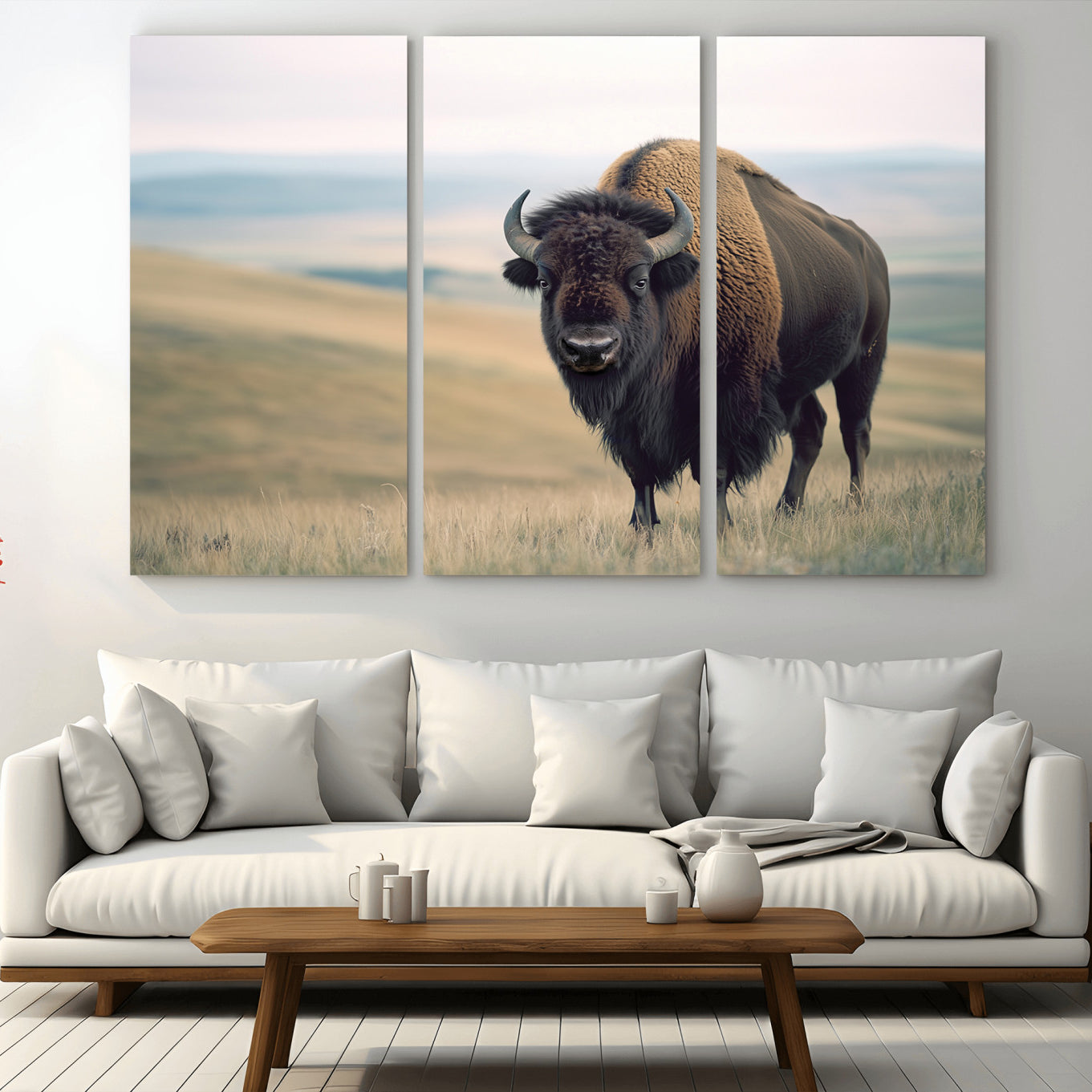 -Bison Wall Art Wall Art Canvas Print, Framed Buffalo Canvas Print Art Picture Print, American Bison Decor Perfect Rustic Western Decor Artwork
