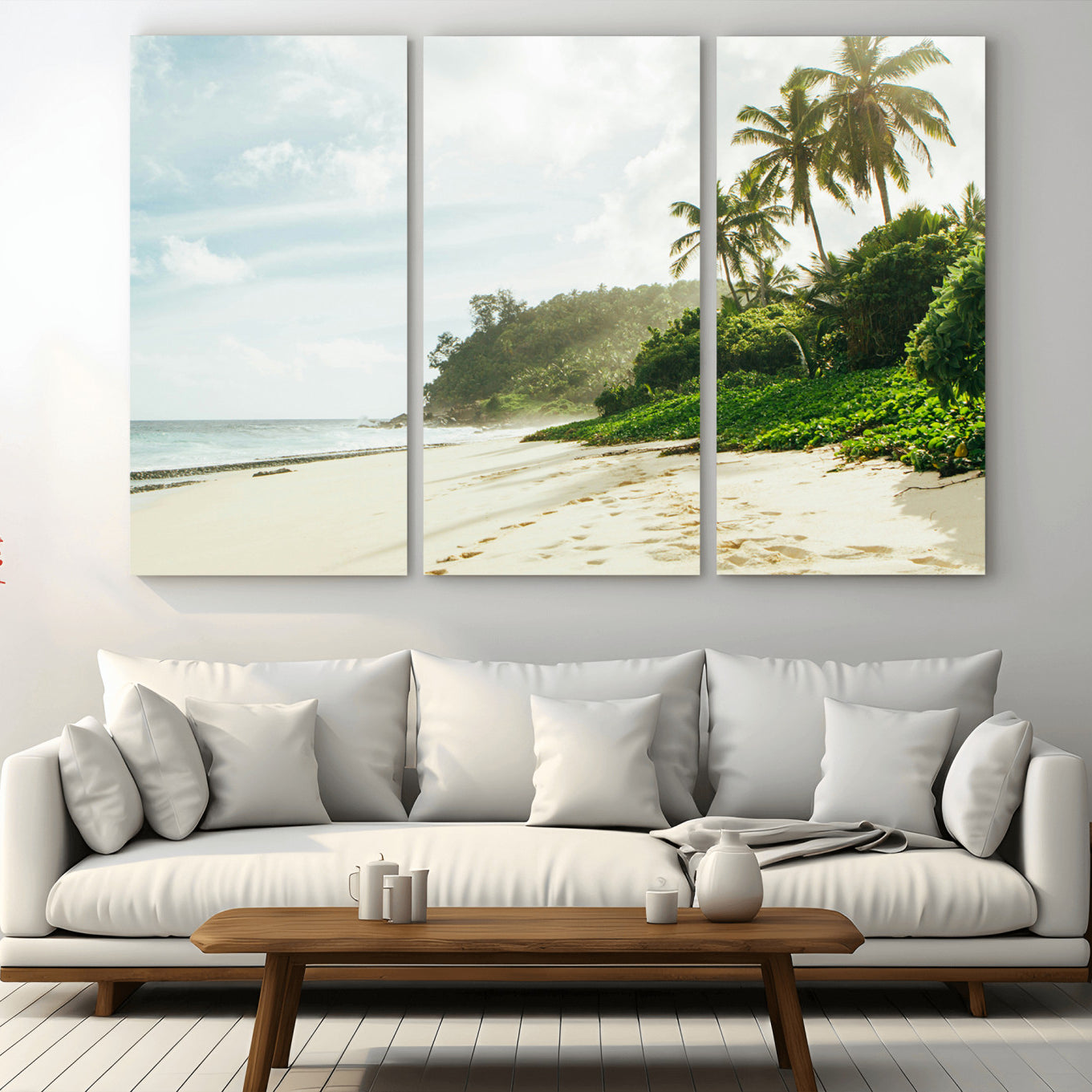 -Relaxing Beach Wall Art Canvas Print – Framed Ocean View Coastal Serenity Tropical Nature Scene Artwork for Home Office