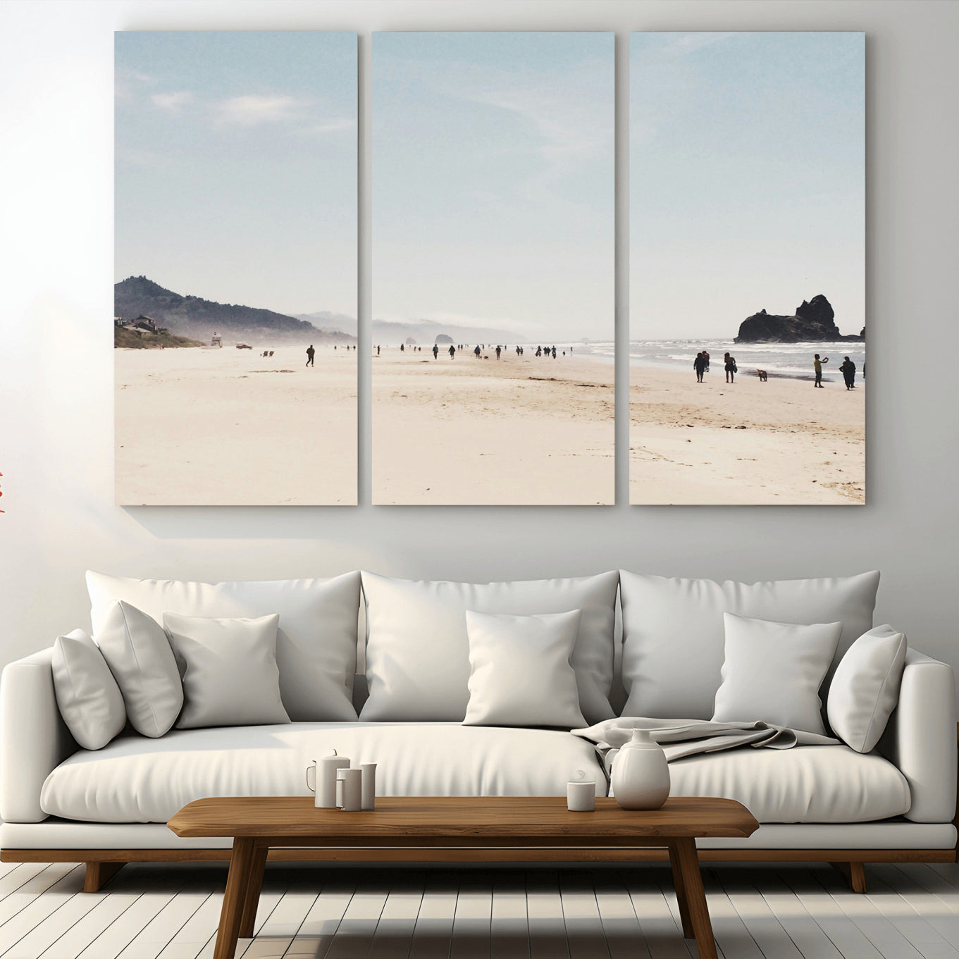 28307820-MGV-CV-36X24-Minimalist Beach Wall Art Canvas Print – Framed Coastal Serenity Soft Sand Nature Scene Artwork for Home Office