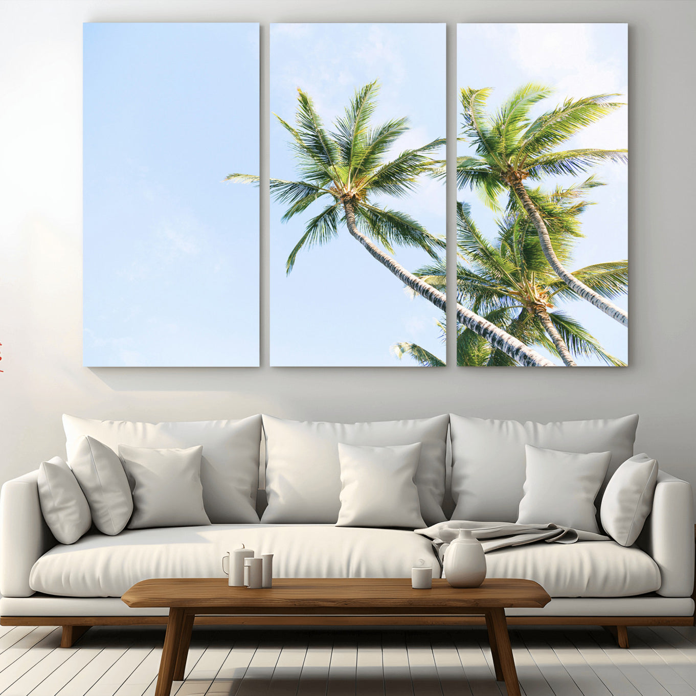 54719115-MGV-CV-36X24-Palm Trees Wall Art Canvas Print – Framed Tropical Coastal Nature Scene Artwork for Home Office