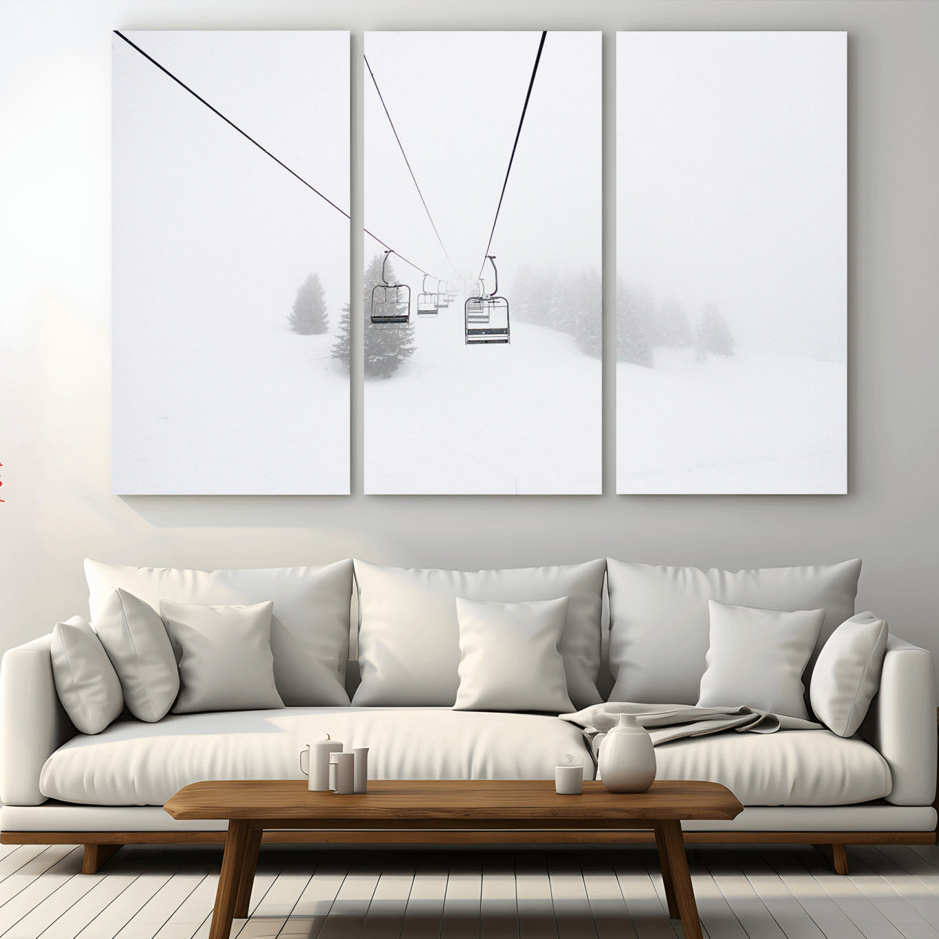 20216390-MGV-CV-36X24-Ski Lift Wall Art Canvas Print – Snowy Alpine Landscape Nordic Adventure Winter Mountains Artwork for Home, Office
