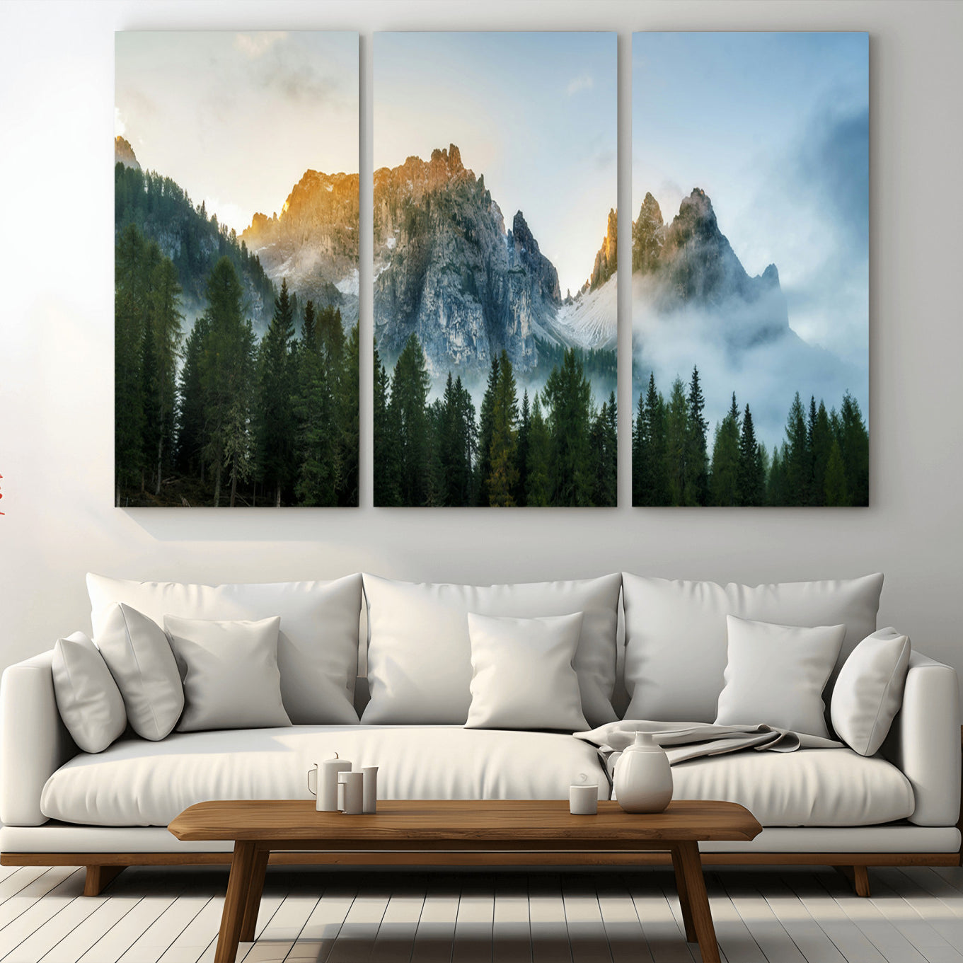 21145440-MGV-CV-36X24-Wilderness Wall Art Canvas Print – Misty Forest Nature Landscape Photography Rustic Scenic Artwork for Home, Office