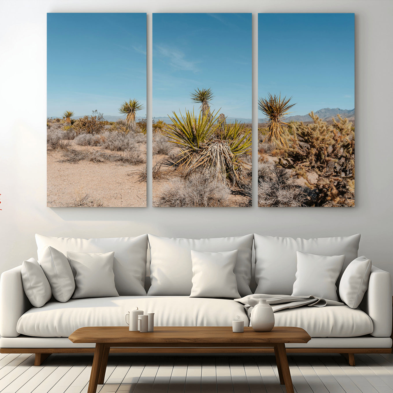 35156165-MGV-CV-36X24-Joshua Tree Wall Art Canvas Print – Framed Desert Landscape Warm Earth Tones Southwestern Minimalist Artwork for Home, Office