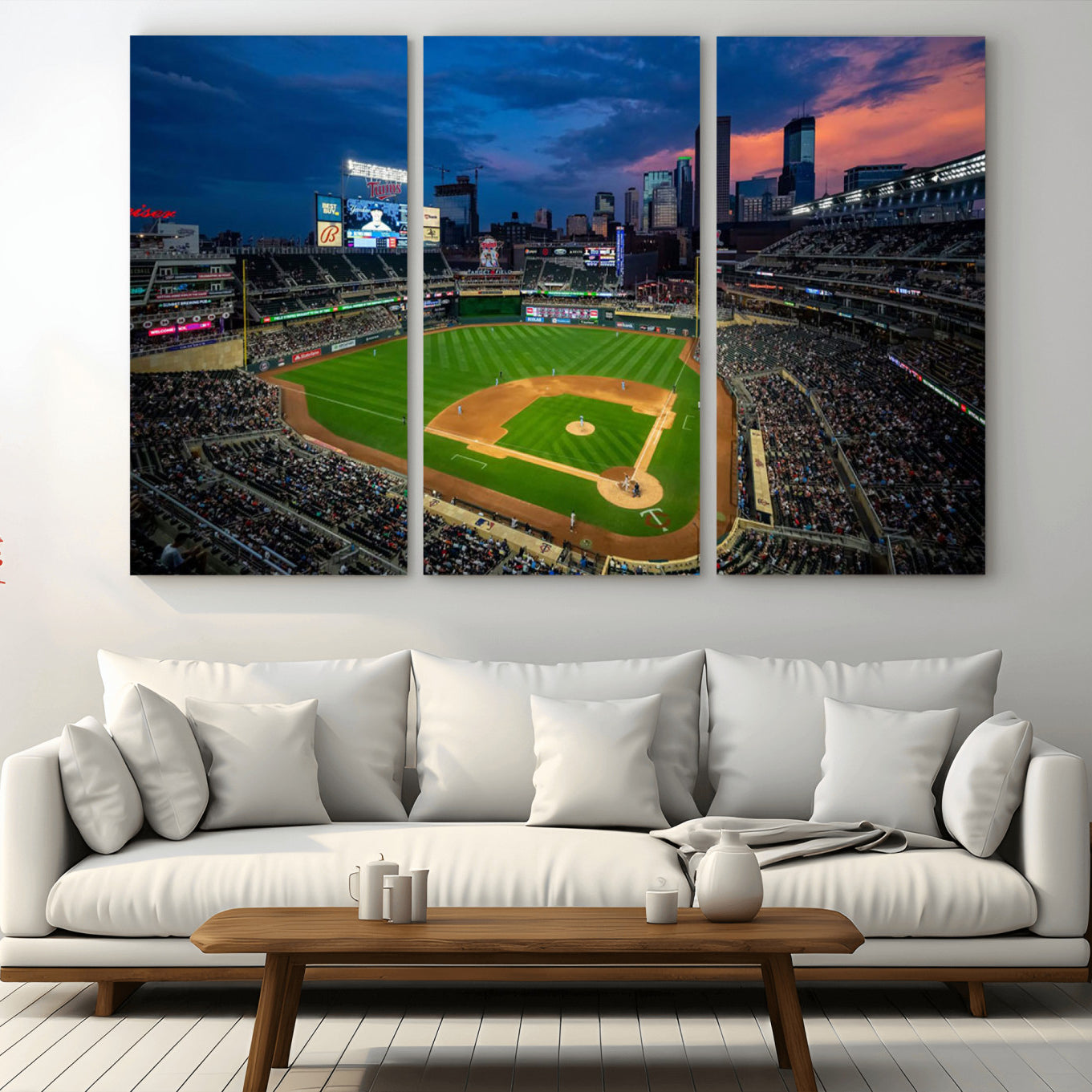 -Target Field Wall Art Canvas Print – Baseball Stadium Scene, Minneapolis Major League Baseball Artwork for Home, Office