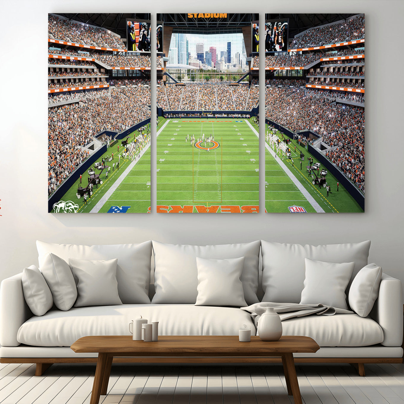 -Chicago Bears Soldiers Field Wall Art Canvas Print – Framed Football Stadium Artwork for Home, Office, Living Room
