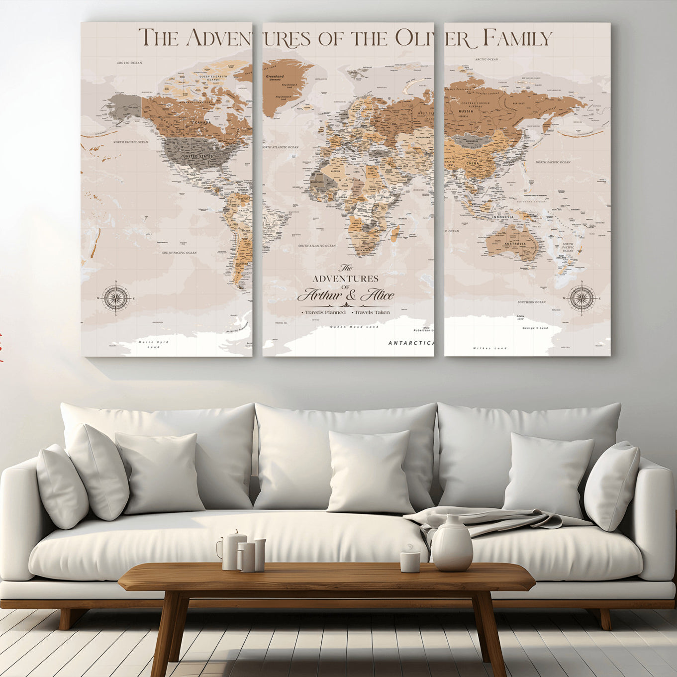 43101120-MGV-CV-36X24-Personalized Push Pin World Map Canvas – Custom Framed Travel Tracker Wall Art, Large Adventure Map with Pins for Home, Office