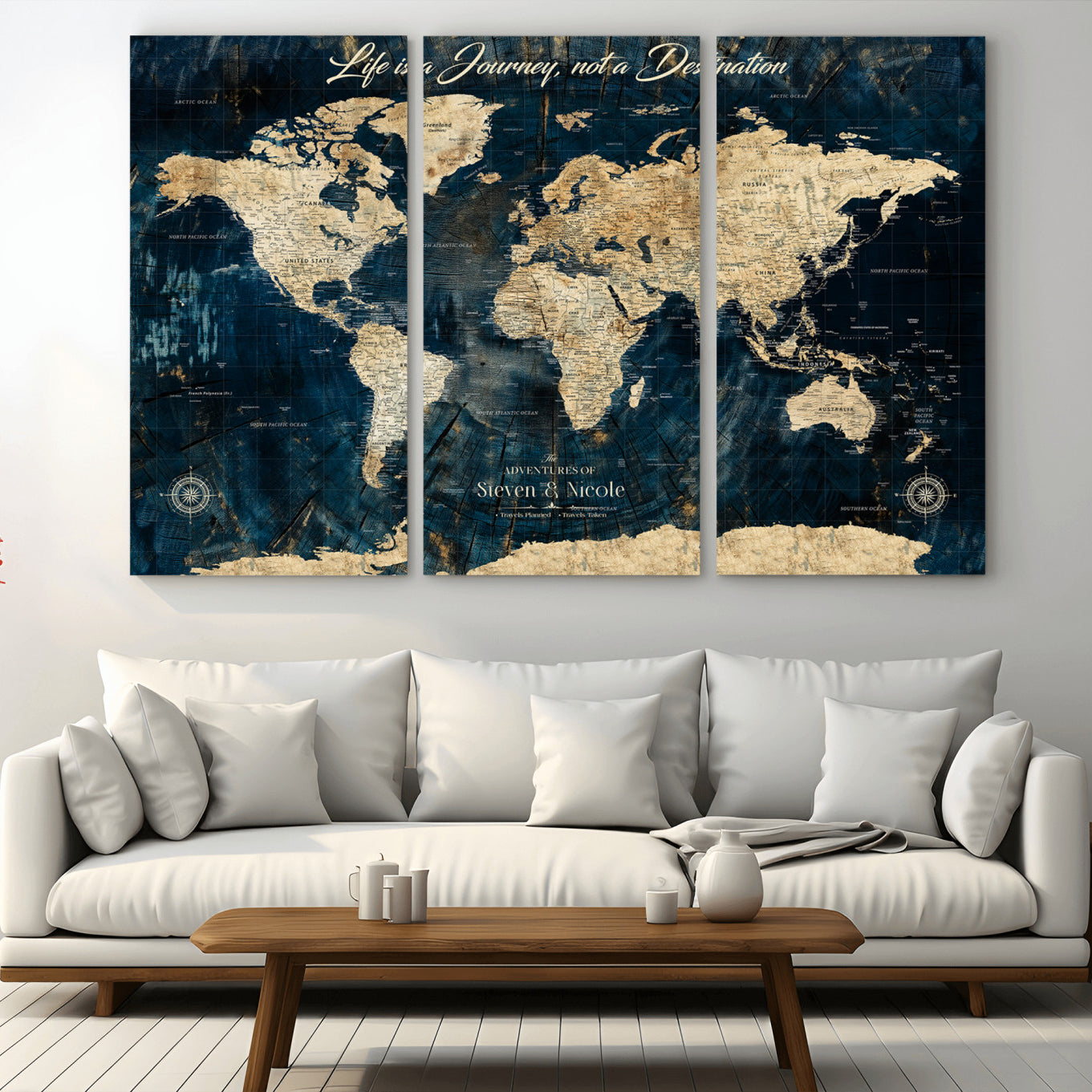 -Personalized Push Pin World Map Canvas – Custom Framed Travel Tracker Wall Art, Large Adventure Map with Pins for Home, Office