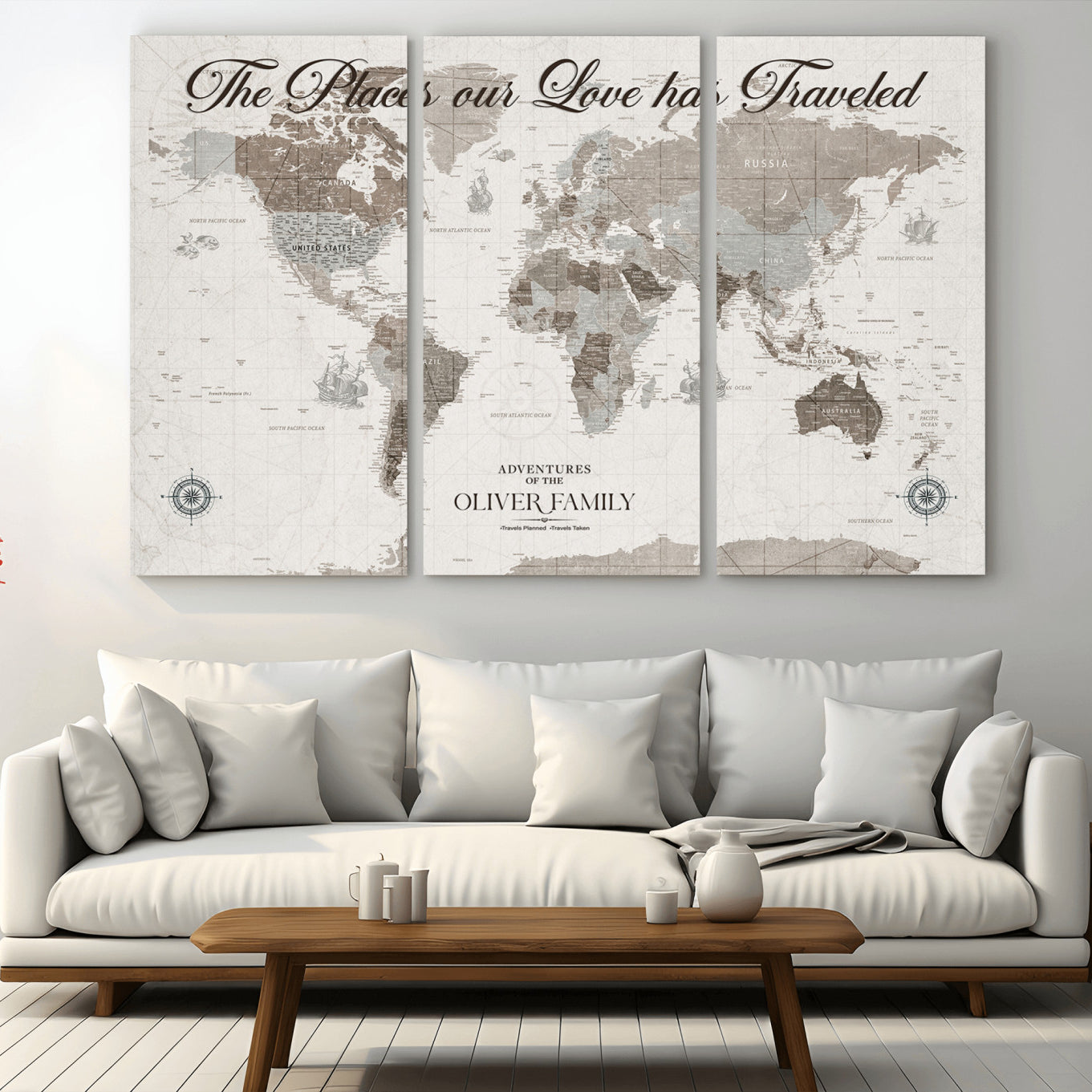 -Personalized Push Pin World Map Canvas – Custom Framed Travel Tracker Wall Art, Large Adventure Map with Pins for Home, Office