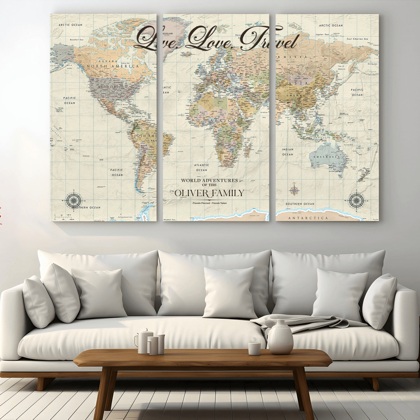 -Personalized Push Pin World Map Canvas – Custom Framed Travel Tracker Wall Art, Large Adventure Map with Pins for Home, Office