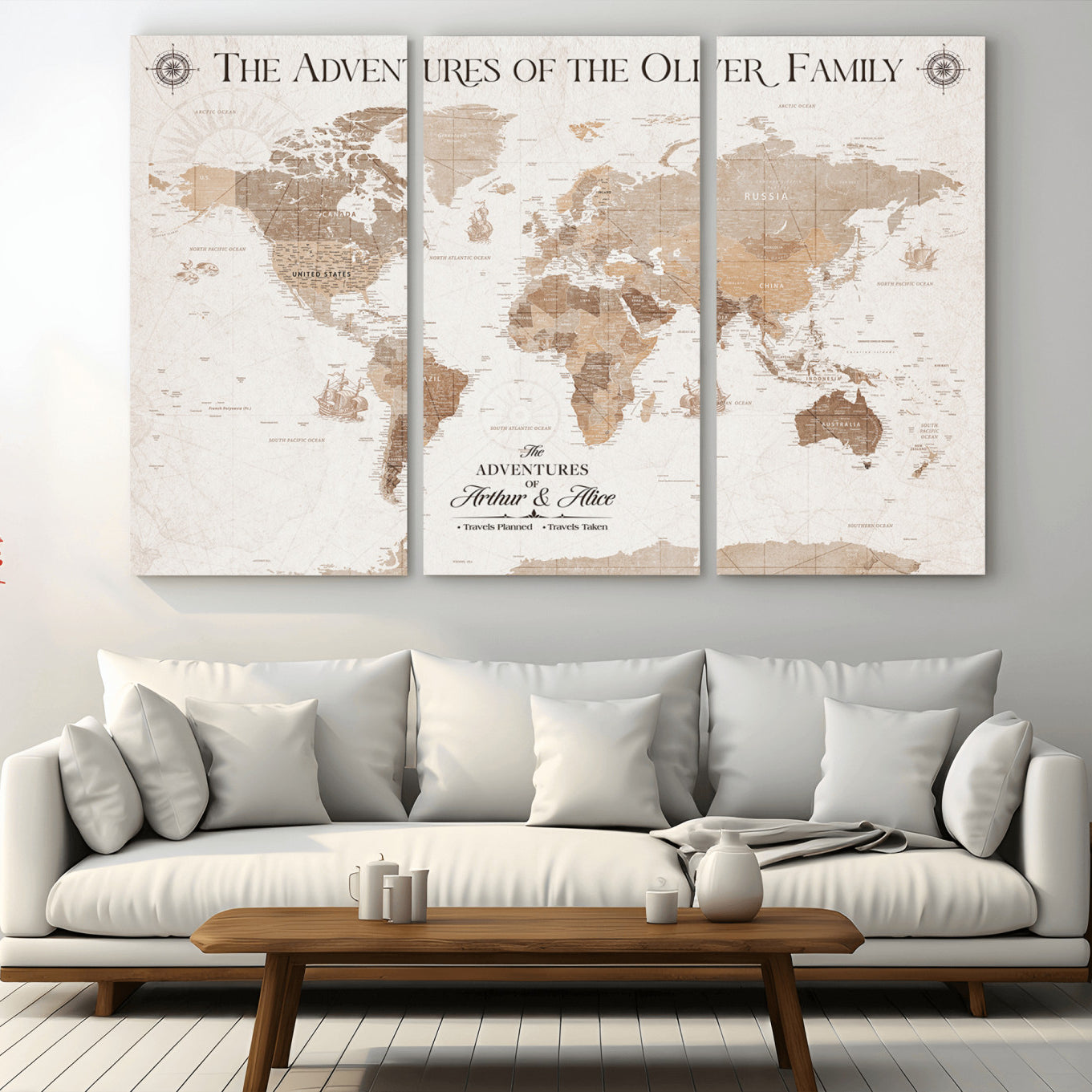 -Personalized Push Pin World Map Canvas – Custom Framed Travel Tracker Wall Art, Large Adventure Map with Pins for Home, Office