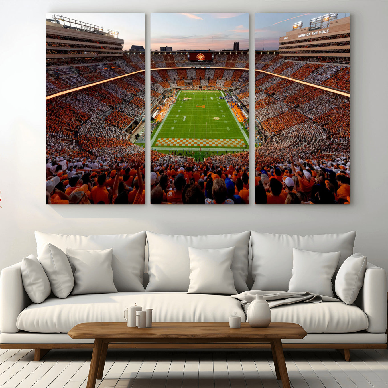 37160229-MGV-CV-48X32-3P-Tennessee Neyland Stadium Wall Art Print, Sports Arena Canvas Wall Art, Panoramic Stadium Canvas Print, Modern Athletic Field Art Printing