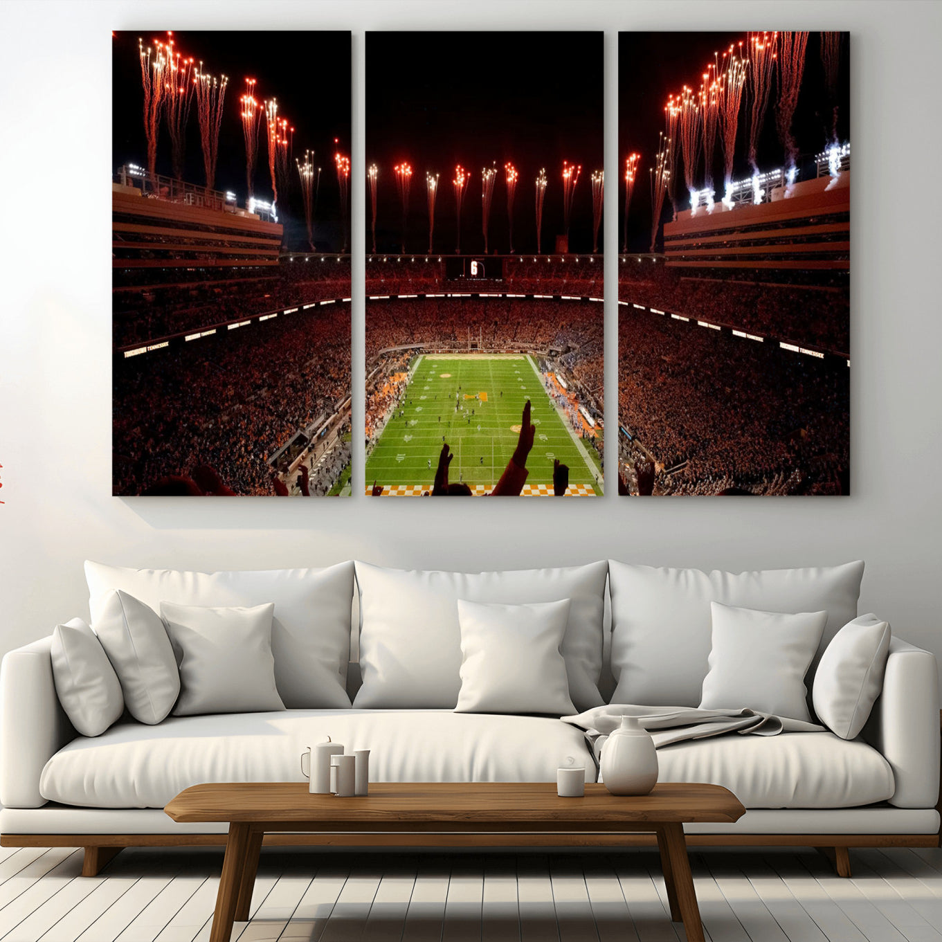 73358115-MGV-CV-48X32-3P - Tennessee Neyland Stadium Wall Art, Sports Arena Canvas Print, Panoramic Stadium Canvas Artwork for Home, Office