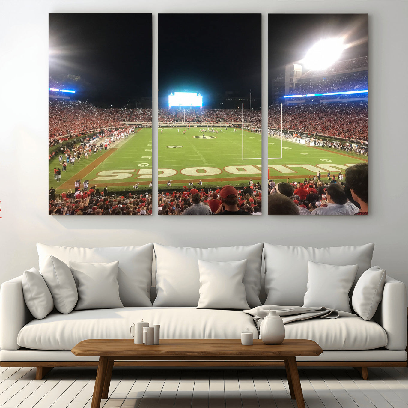 MGV-CV-48X32-3P - Dooley Stadium Wall Art Print, Sports Arena Canvas Wall Art, Panoramic Stadium Canvas Print, Modern