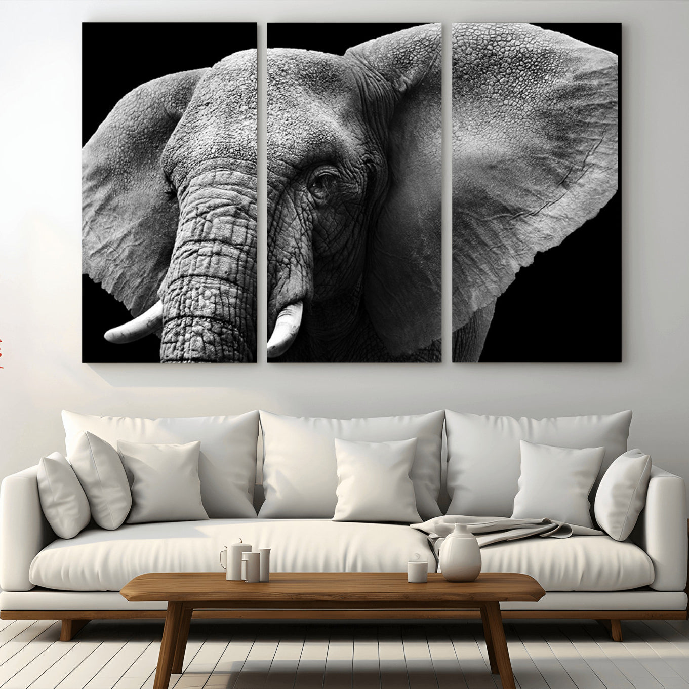 -Big Elephant Close Up Wall Art Canvas Print
