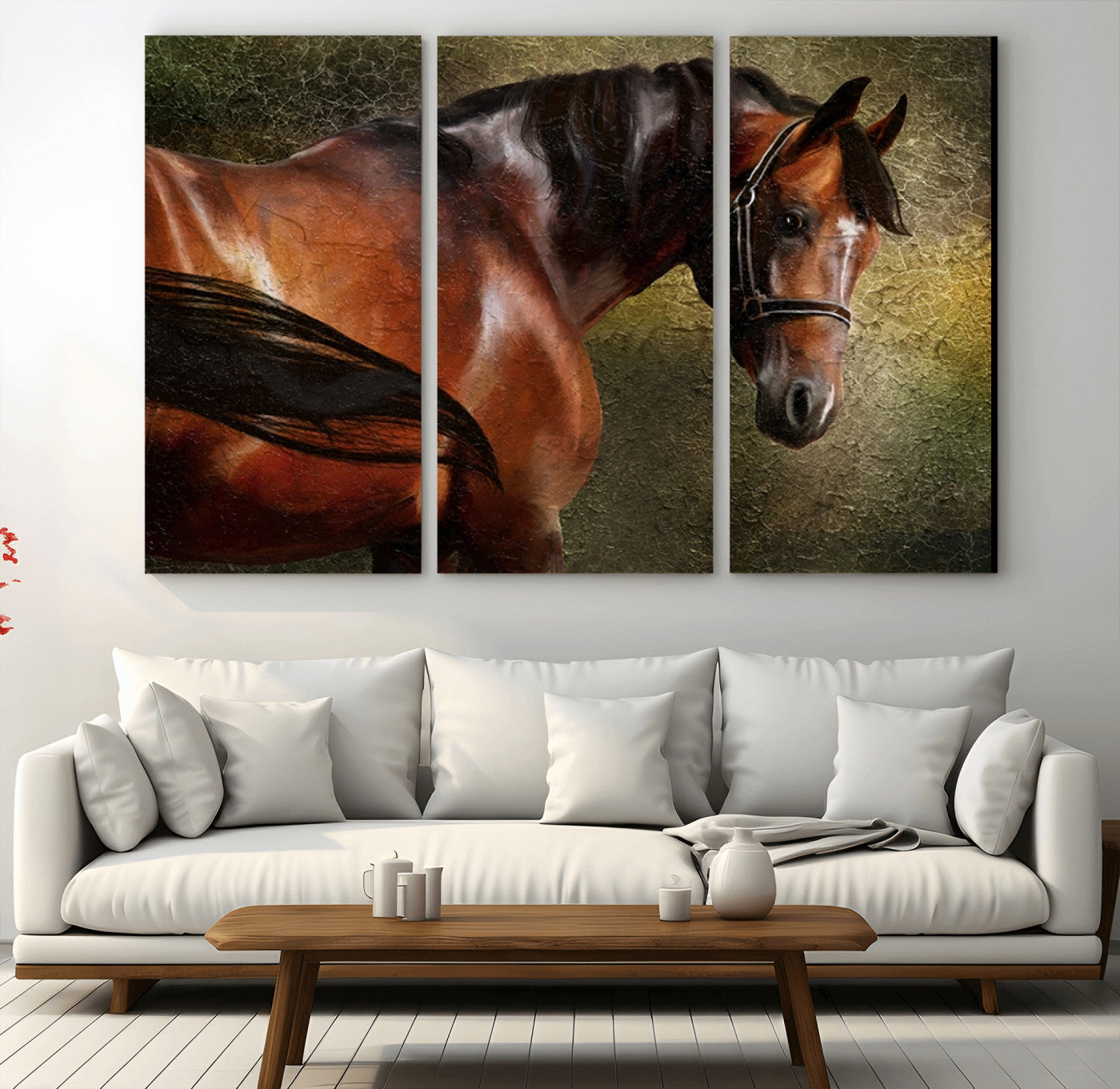 -Majestic Brown Horse Wall Art Canvas Print – Framed Equestrian Artwork with Elegant Stallion Artwork for Home or Office Decor