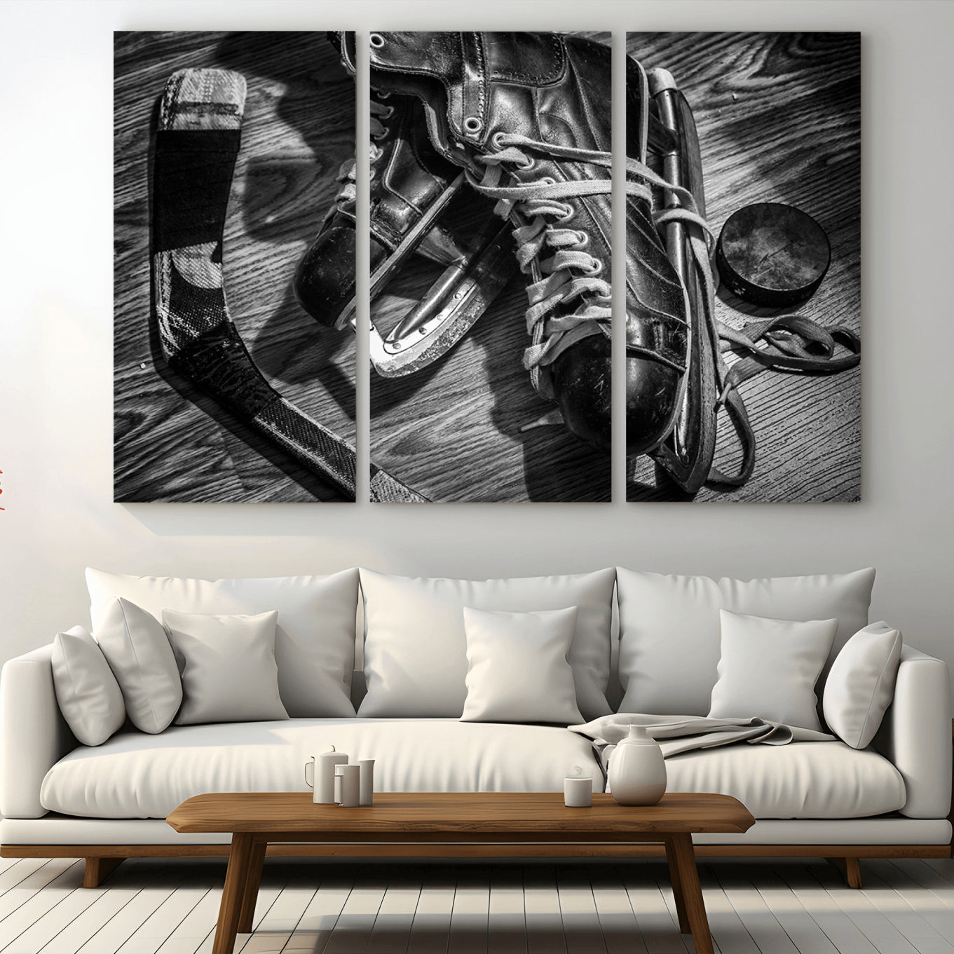 20553-MGV-CV-36X24-Old Pair of Mens Skates Wall Art Canvas, Men Skates Wall Art Print