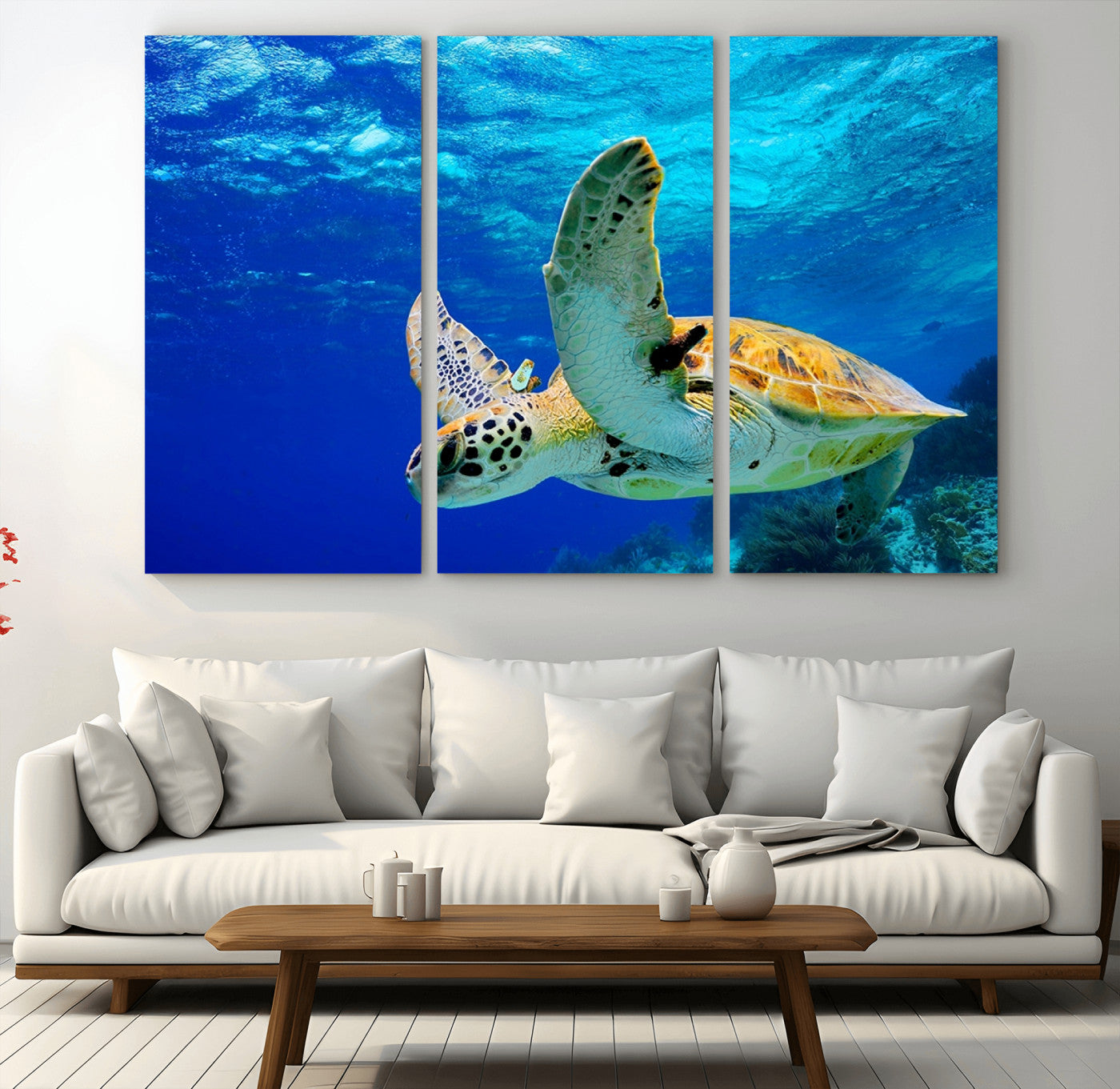 16292-MGV-CV-36X24-Sea Turtle Wall Art Canvas Print, Sea life in the Ocean Wall Art Printing