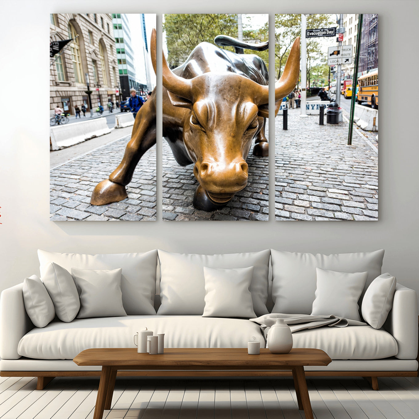 -Charging Bull Wall Art Canvas Print