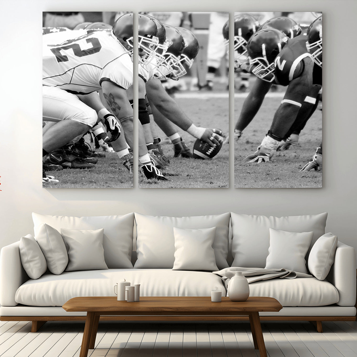 97432-MGV-CV-48X32-3P-American Football Player Wall Art Canvas Print