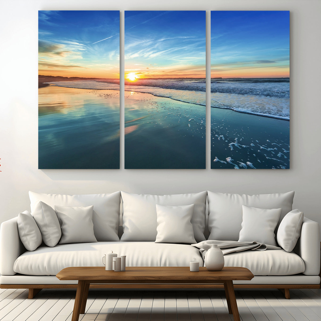 -Blue Sky and Beach Wall Art Canvas Print