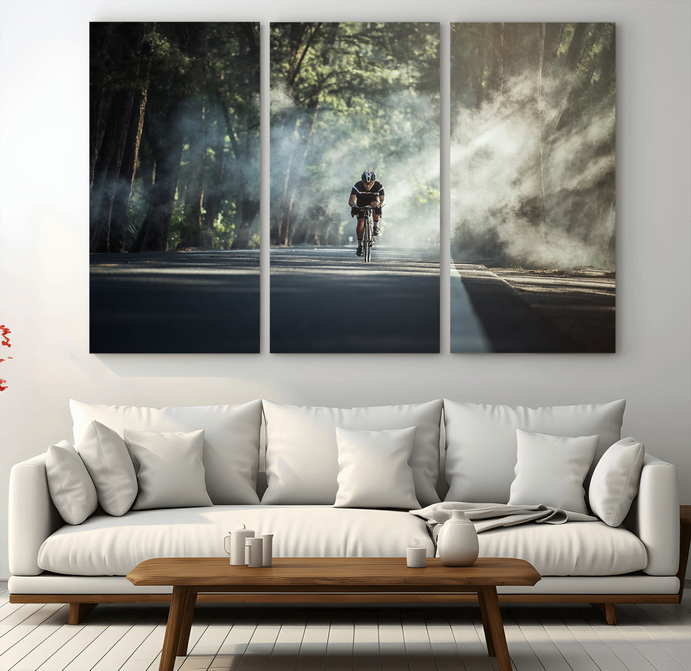 60298-MGV-CV-48X32-3P-Cycling Road Bike in the Morning, Cycling Road Bike Canvas Print