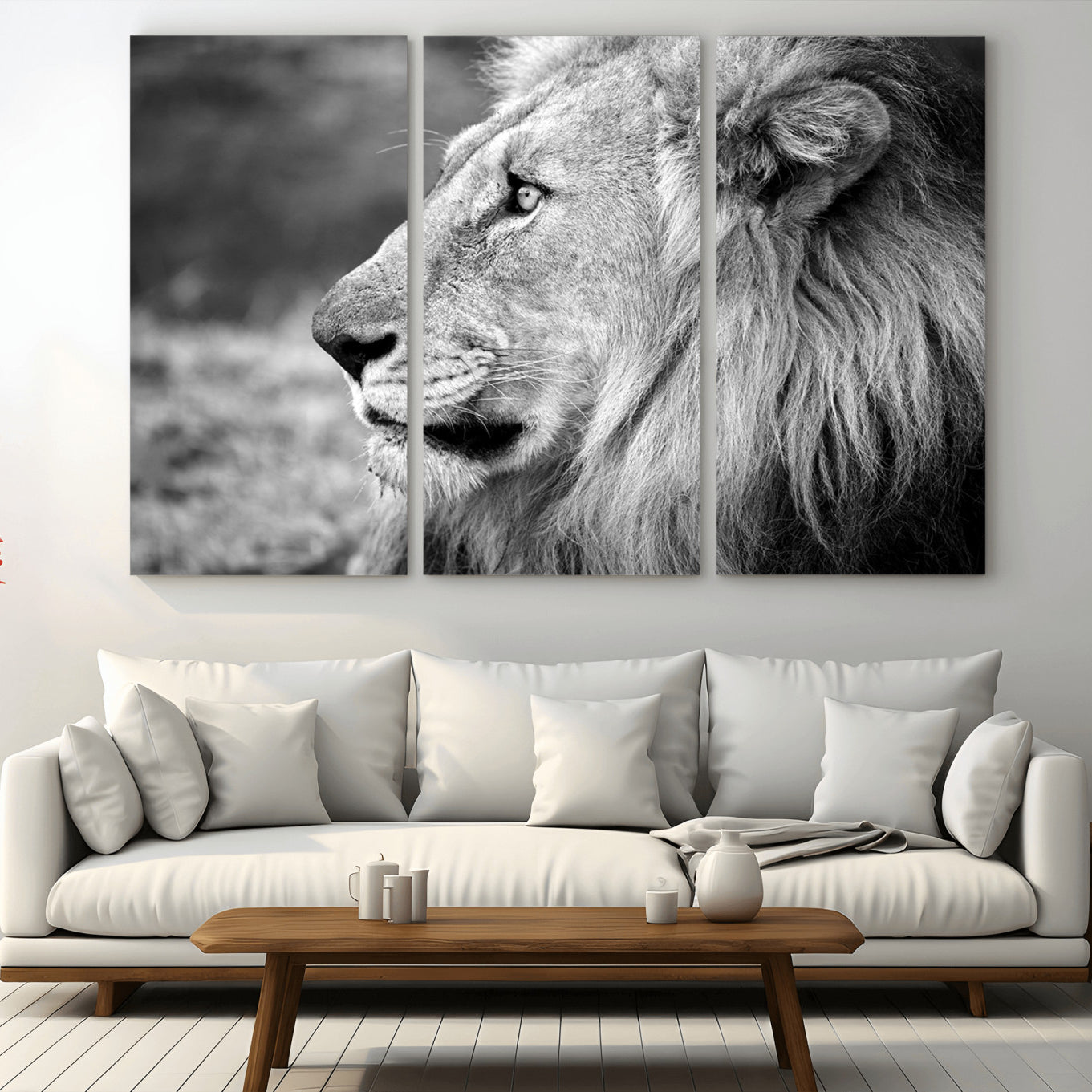 23833-MGV-CV-48X32-3P-Lion Wall Art Canvas Print