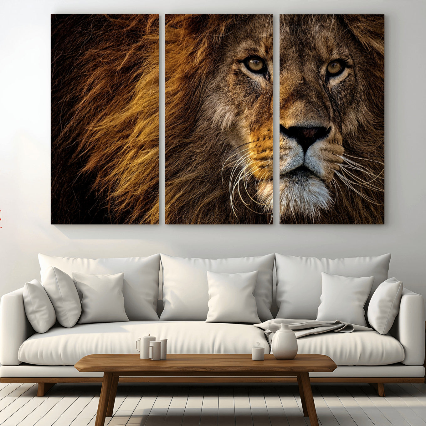 -Mighty Lion Wall Art Canvas Print – Majestic Animal Portrait Artwork for Home, Office, Living Room, Guest Room