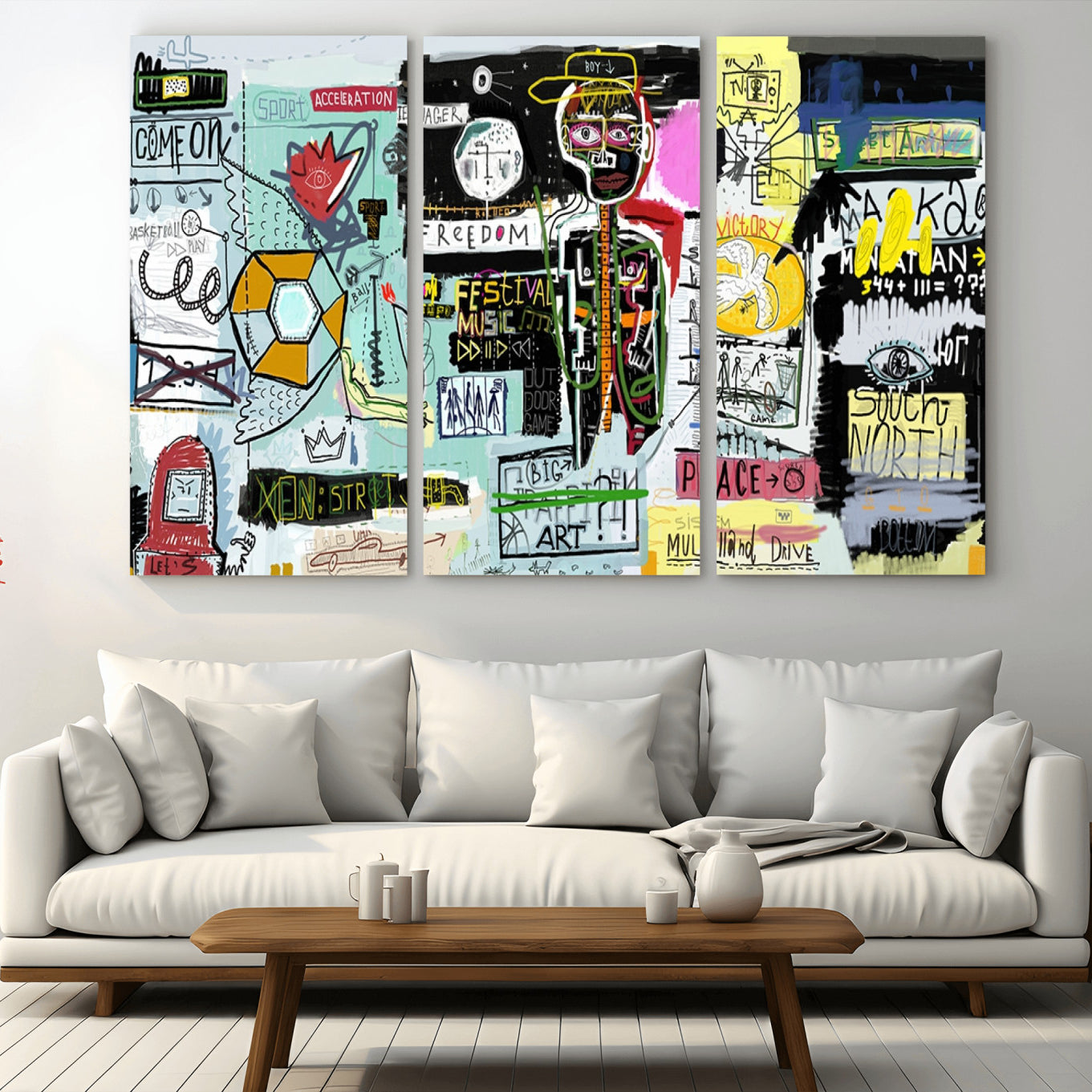 -Graffiti Wall Art – Colorful Urban Street Canvas Print, Modern Expressionist Painting for Living Room, Studio or Office, Bold Art Decor