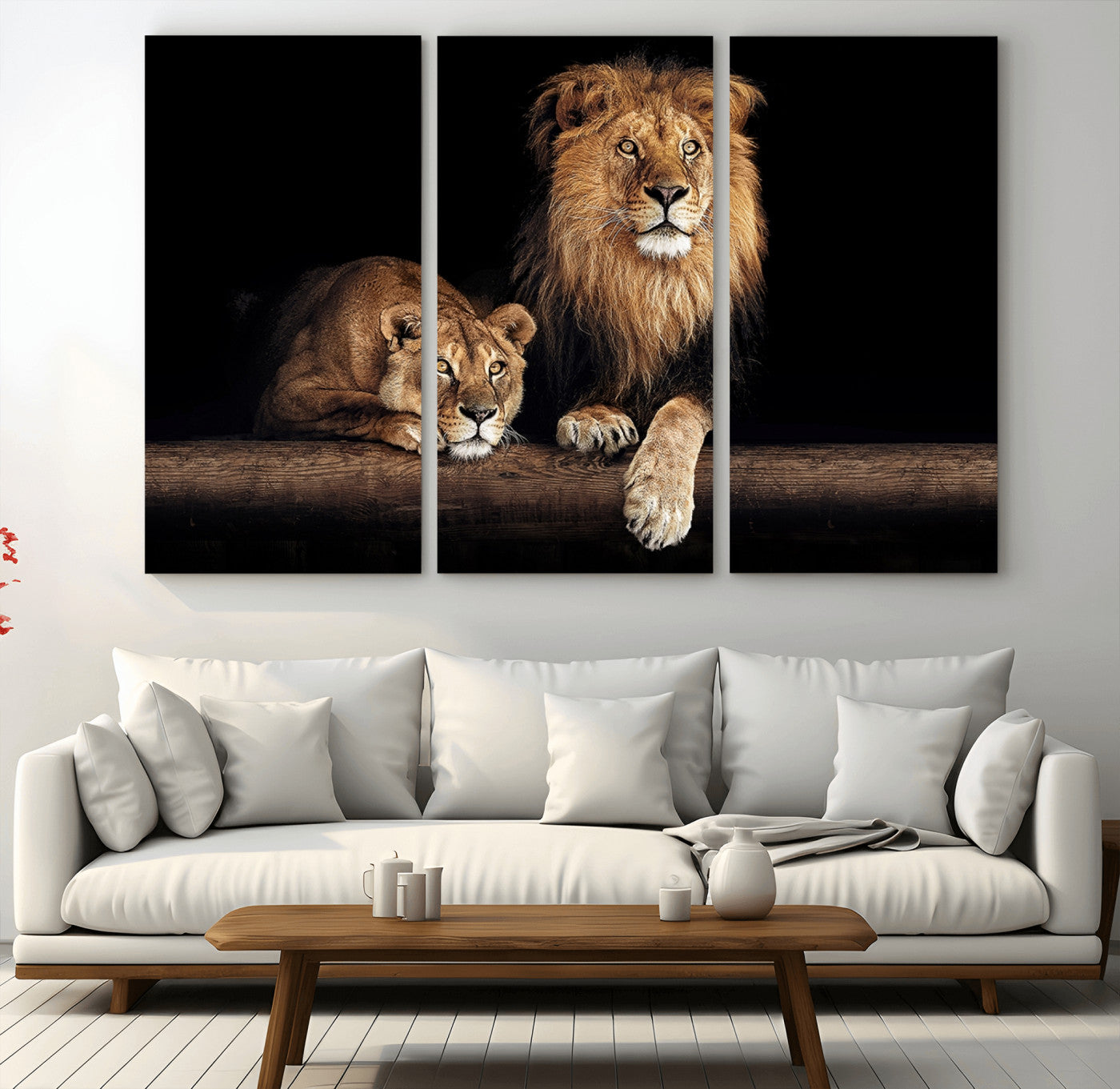 51304-MGV-CV-48X32-3P-Lion Canvas Wall Art – Majestic Animal Print Artwork for Home, Office, Living Room, Guest Room, Farmhouse