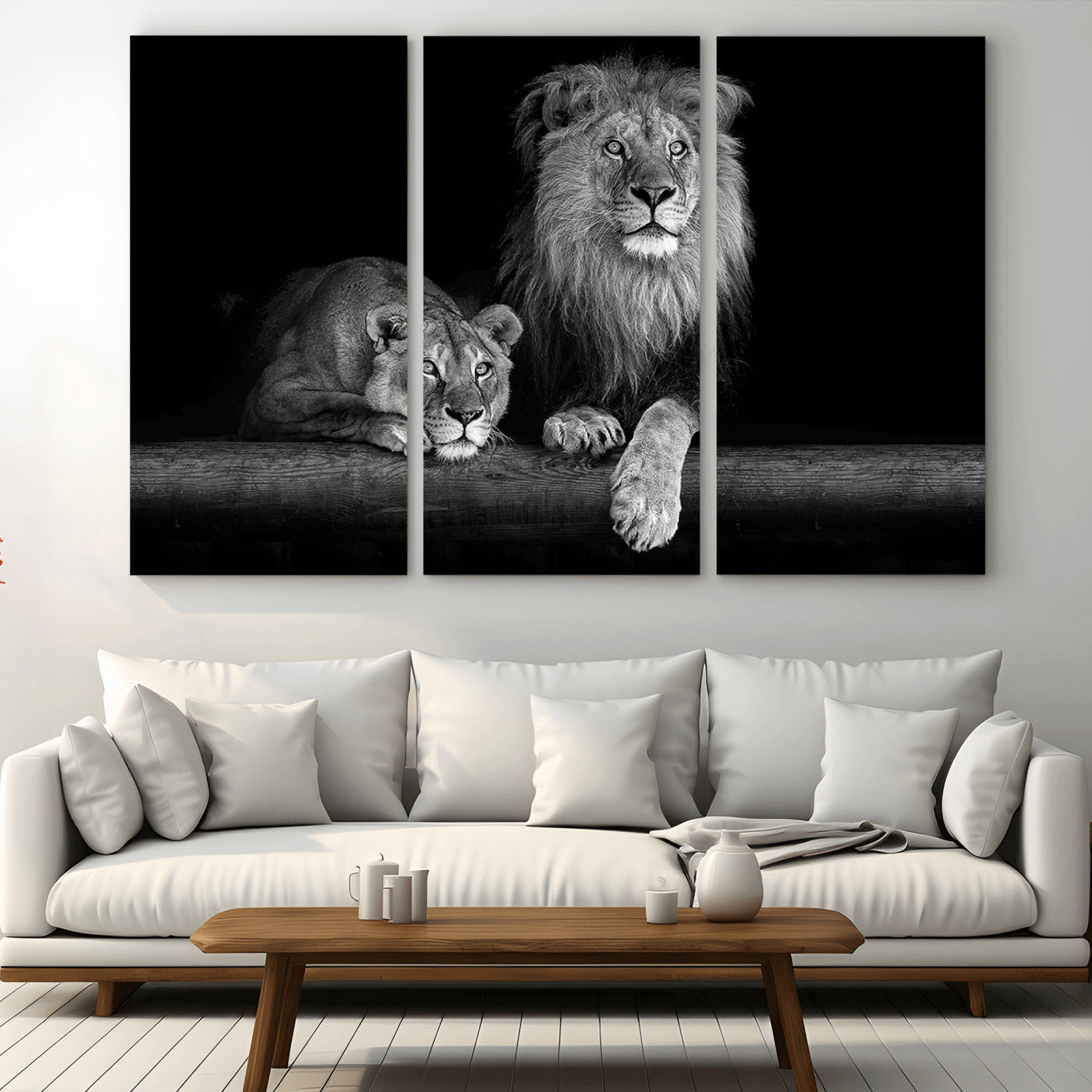 -Lion Family Wall Art Canvas Print