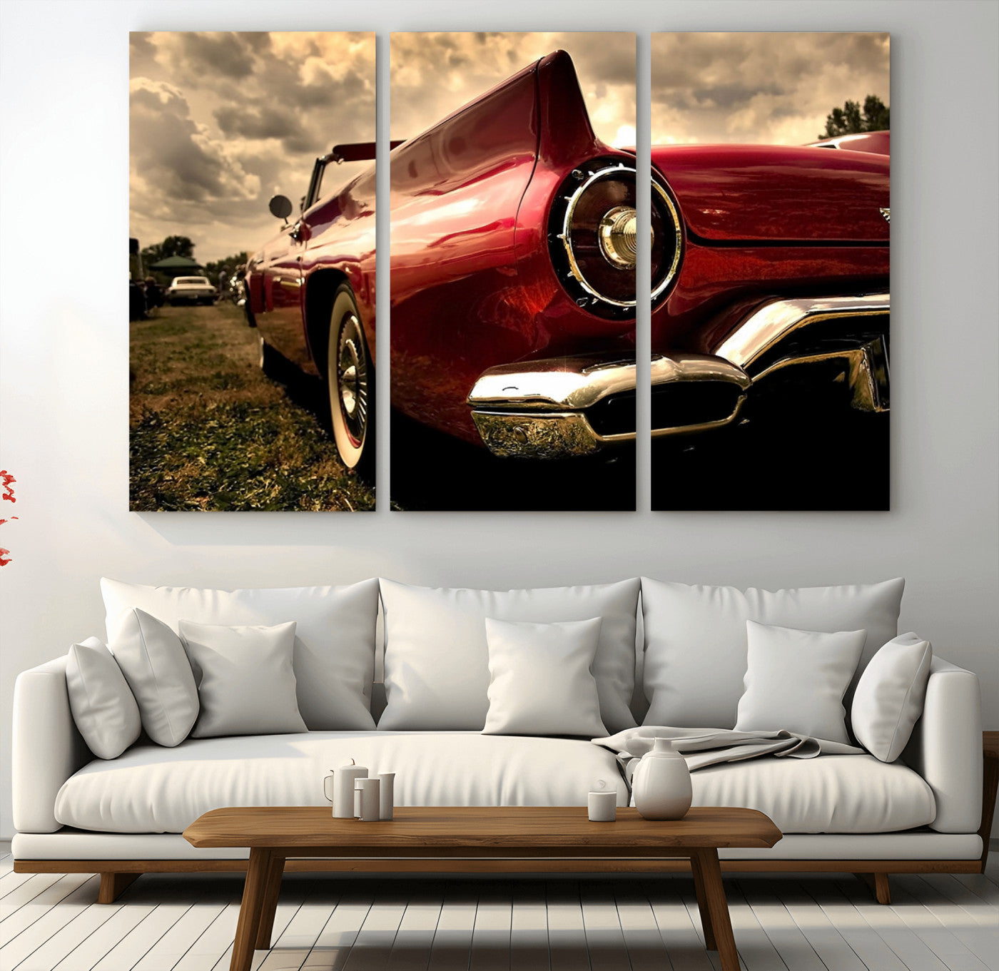 60259-MGV-CV-36X24-Red Classic Car Wall Art Canvas Print