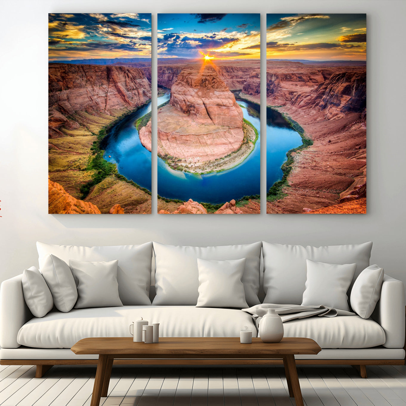 -Sunset on the Horseshoe Bend Grand Canyon, Horseshoe Bend Grand Canyon Canvas Wall Art Print