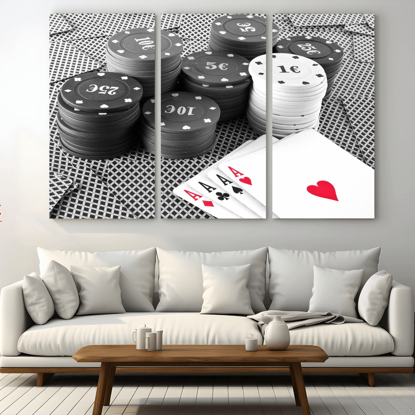 -Poker Game Cards Wall Art Canvas, Multi Panel Wall Art Canvas Print
