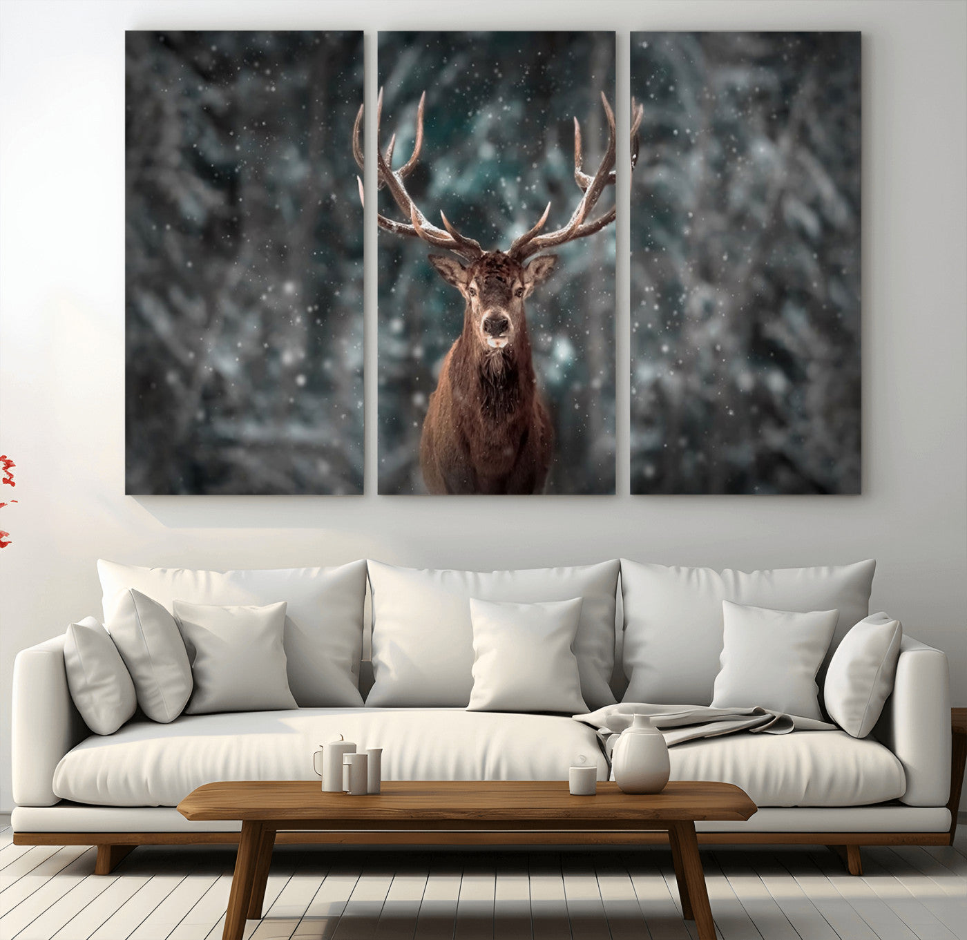77011-MGV-CV-48X32-3P-Wall Art Deer Art Animal Canvas, Framed Wall Art Deer Canvas Print